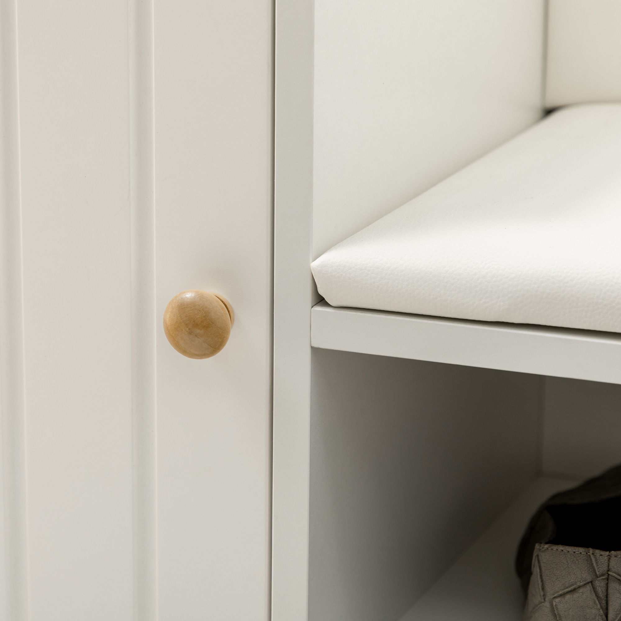  Banca Pantofi - 80×33×49 cm, Alba cu sezut & Spatiu Depozitare [8]