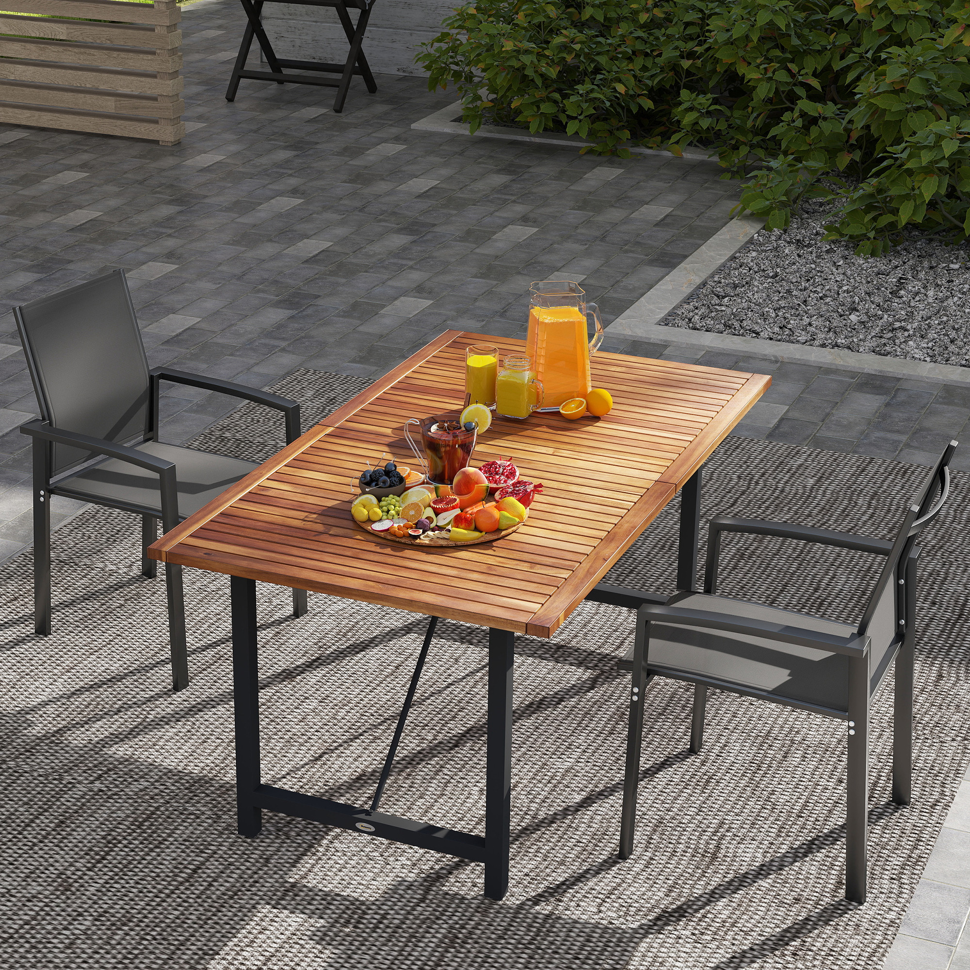  Set 2 Scaune de Gradina Stivuibile cu sezut Respirabil, din Aluminiu si Textilen, 56x58x89 cm, Gri Carbune [8]