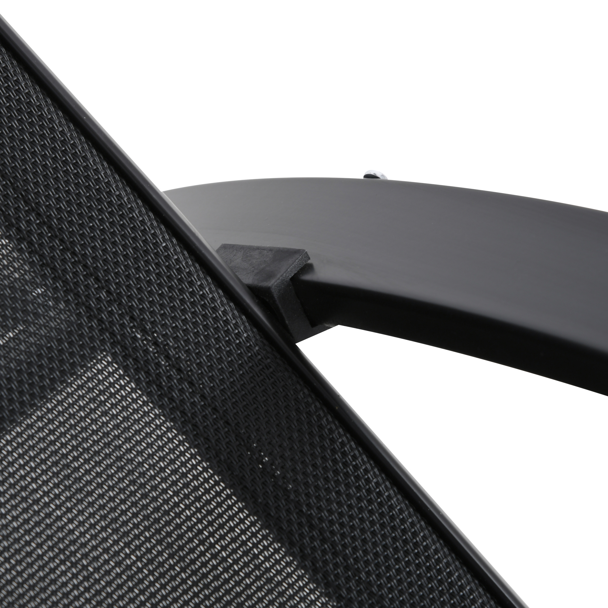  Set 2 sezlonguri de Gradina si Masuta cu Raft, Material Respirabil si Cadru Metalic, 59x169x66 cm, Negru [7]