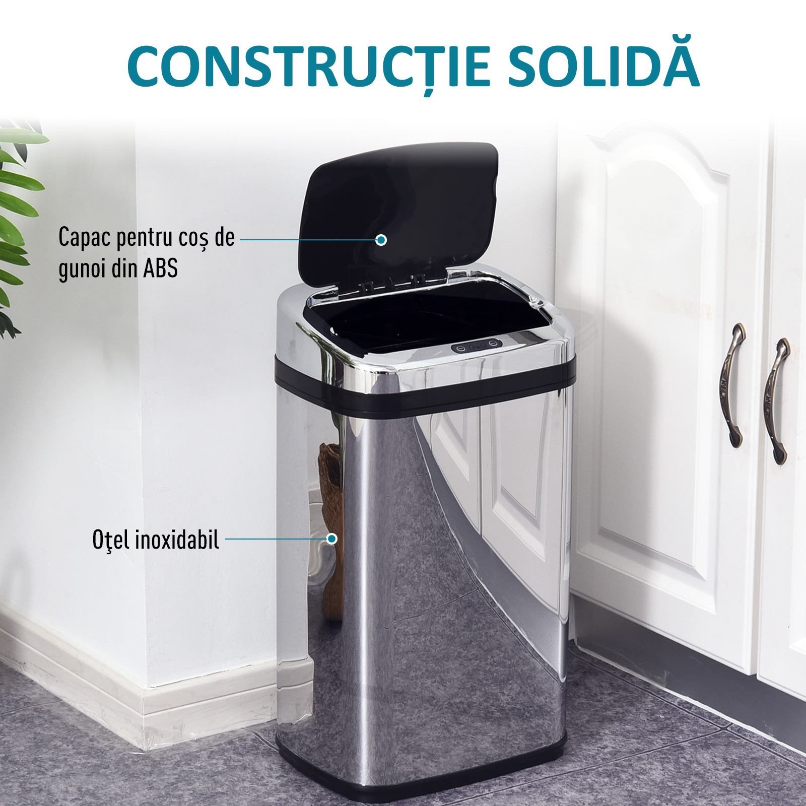  cos de gunoi din otel cu senzor automat, 30L [4]