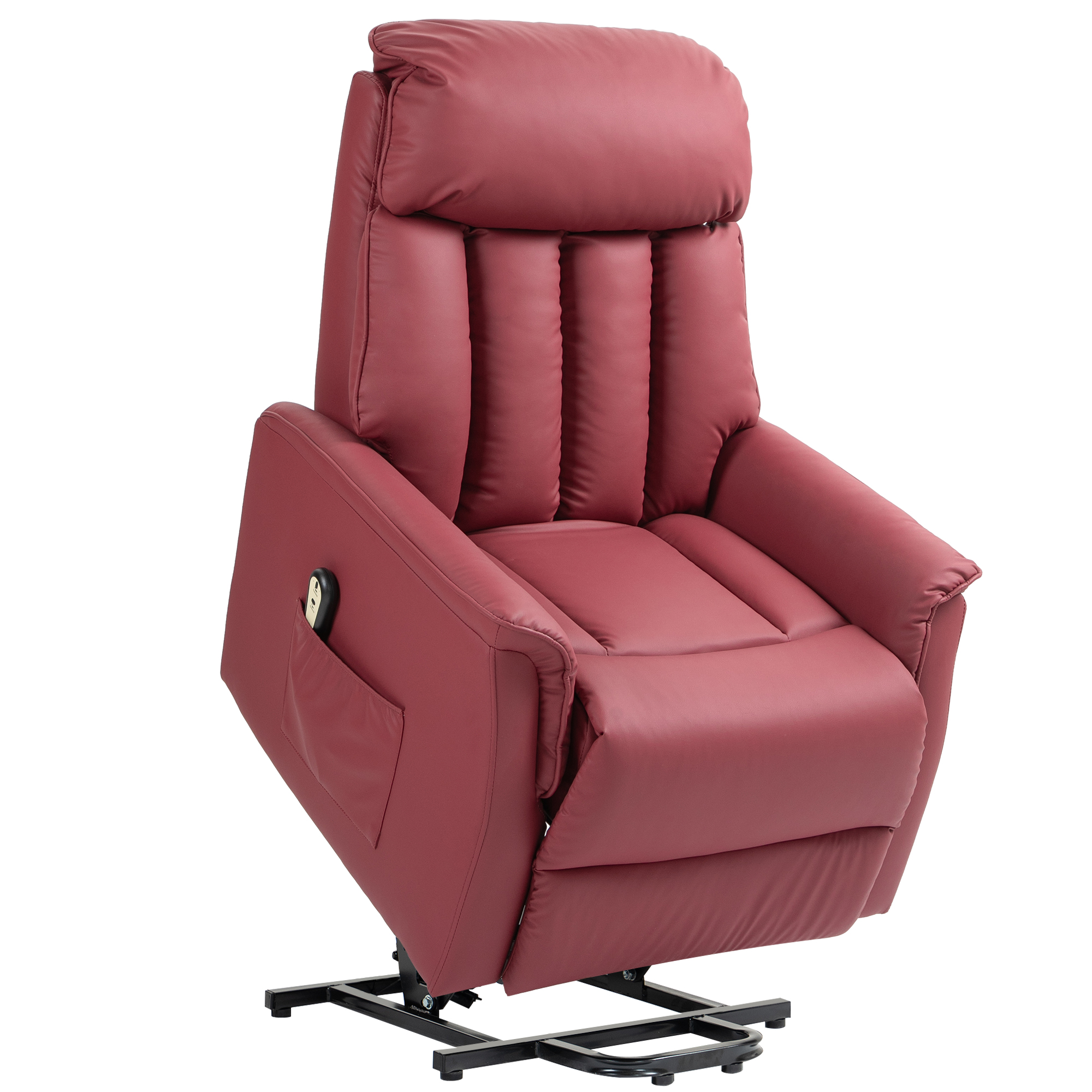  Fotoliu Relax Reclinabil cu Functie de Ridicare Electrica, Telecomanda si Suport pentru Picioare, 80x94x104cm, Rosu [0]