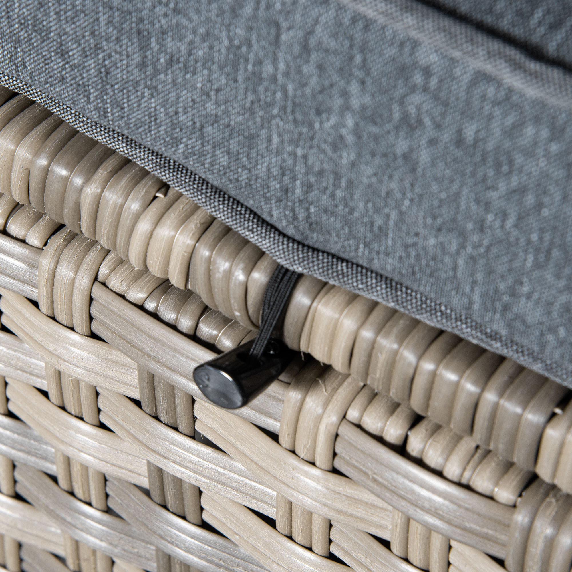  Set Mobila de Gradina de 6 Piese din Ratan PE, Salon cu Canapea 3 Locuri, 2 Fotolii, 2 Taburete si Masa, Perne Detasabile si Lavabile, Gri [7]