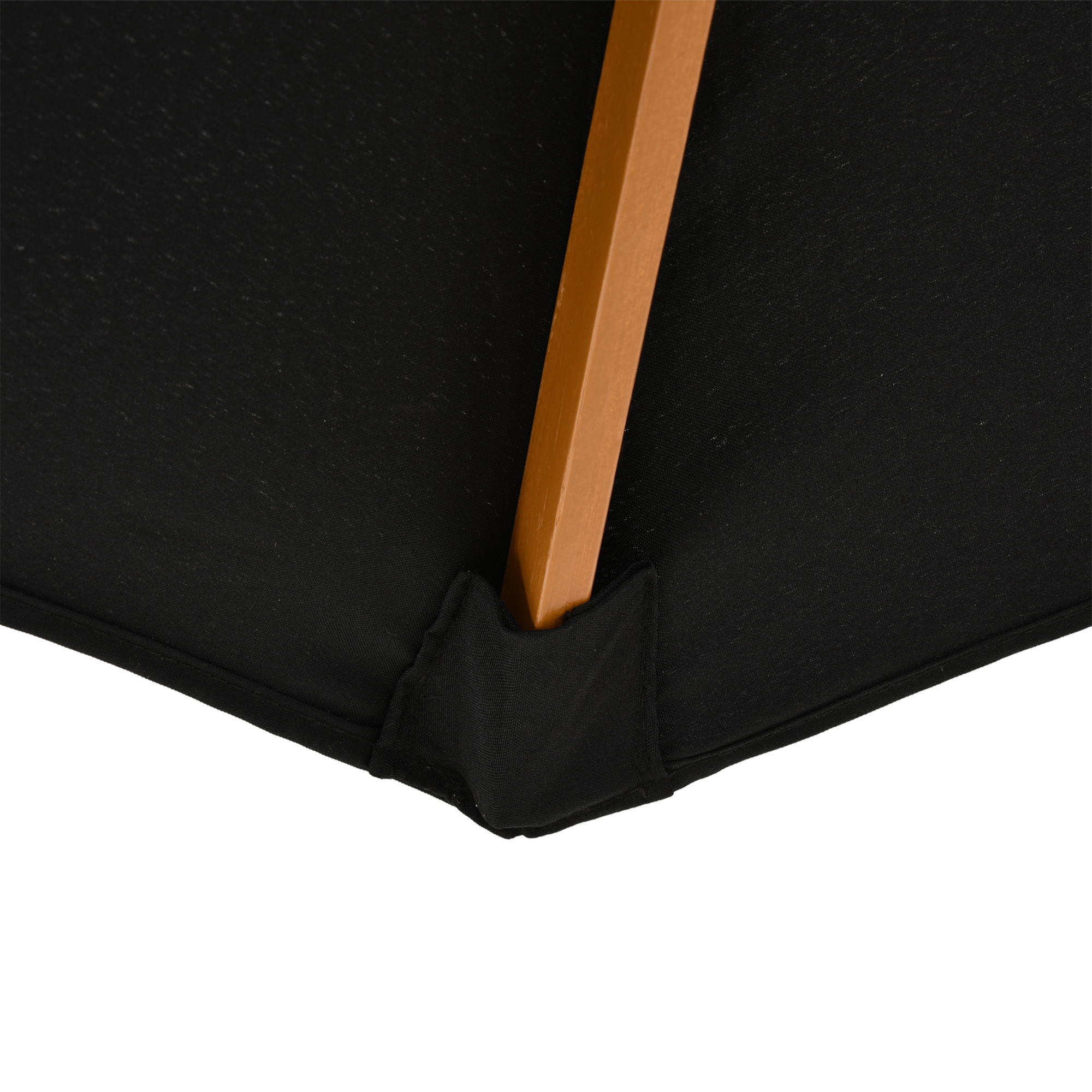  Umbrela de Gradina 3 m cu Stalp din Lemn, 8 Spite si Acoperire din Poliester, Neagra [7]