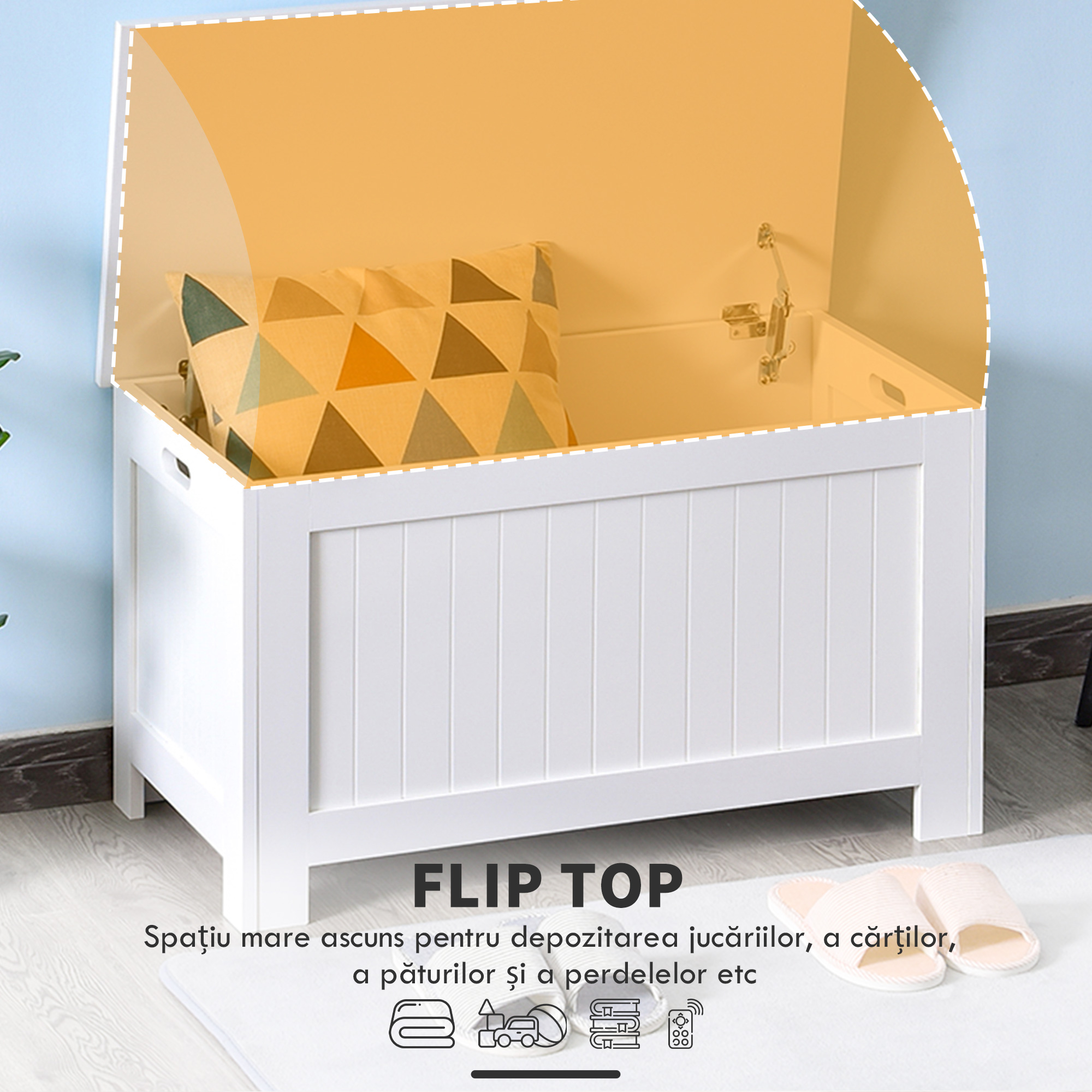  Banca de Depozitare din MDF Deschidere cu Blocare de siguranta 81x40x46cm [3]