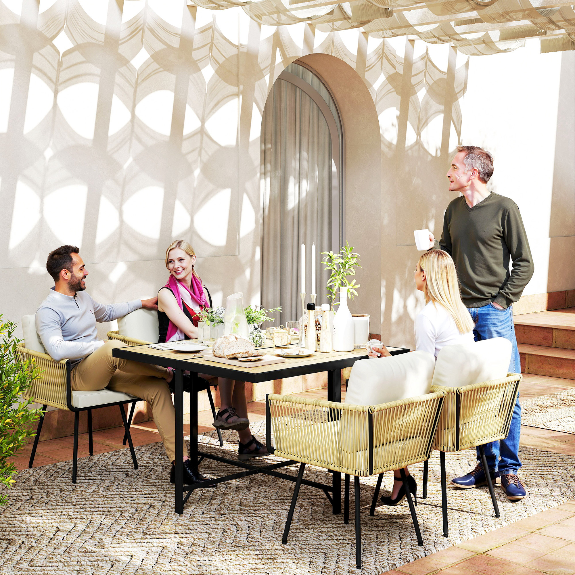  Set de Gradina 5 Piese cu Masa din Lemn-Plastic [1]