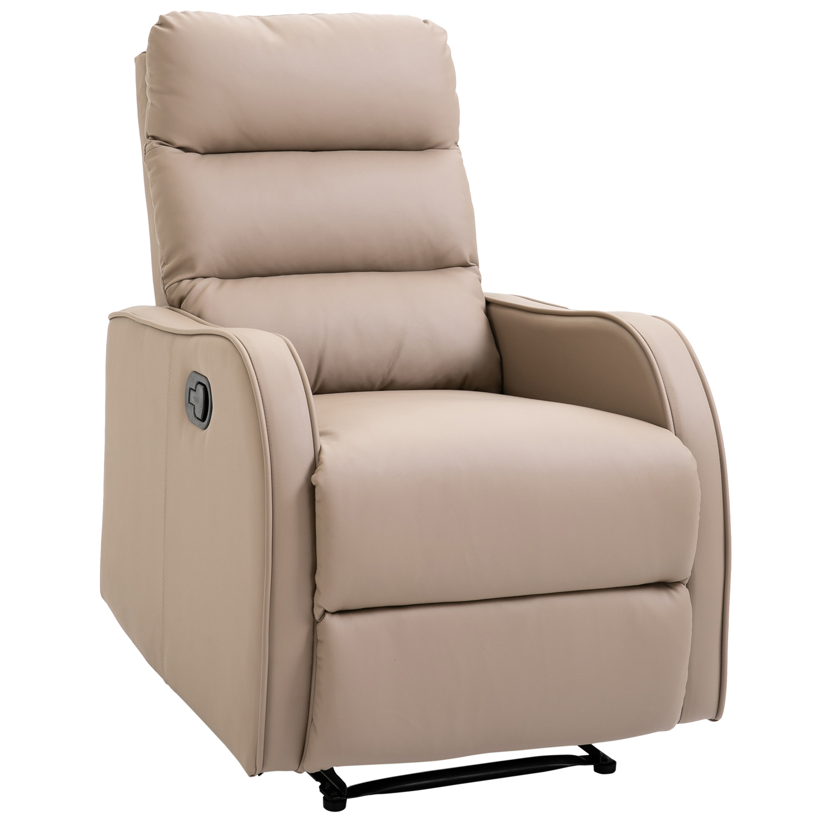 Bucatarie -  Fotoliu Reclinabil 160° cu Suport pentru Picioare, din Piele PU, Lemn si Otel, 65x89x100 cm, Maro Deschis