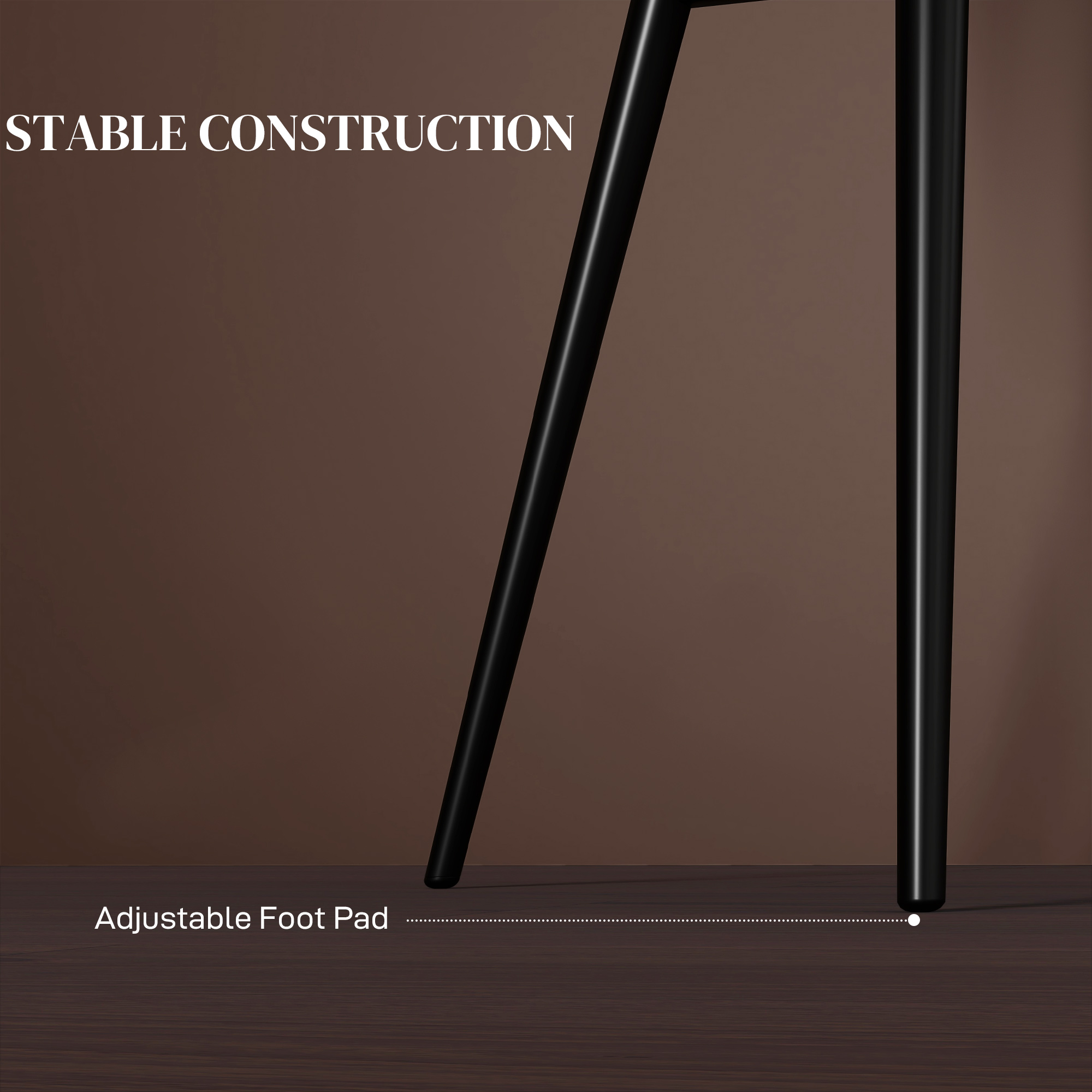  Set 2 Scaune de Dining Tapitate in Stil Nordic cu Brate si Picioare din Otel, 54x57x80 cm, Maro [5]