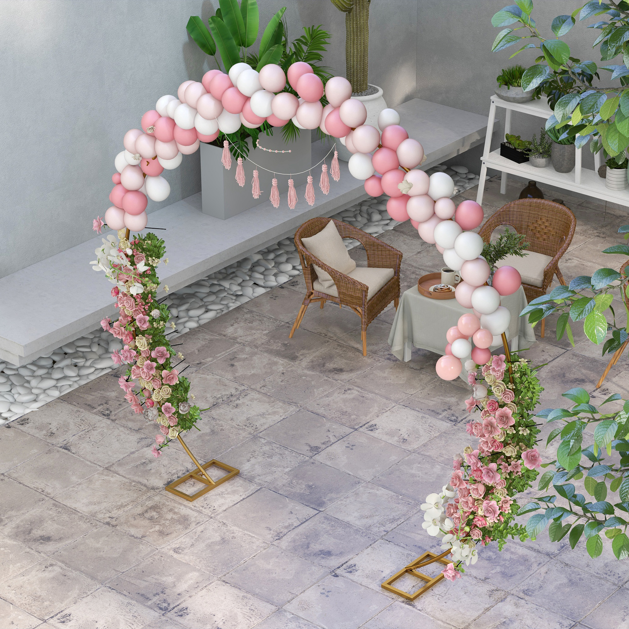  Arc Auriu din Otel - Suport pentru Baloane si Plante Cataratoare pentru Ceremonii, Evenimente si Zile de Nastere [6]