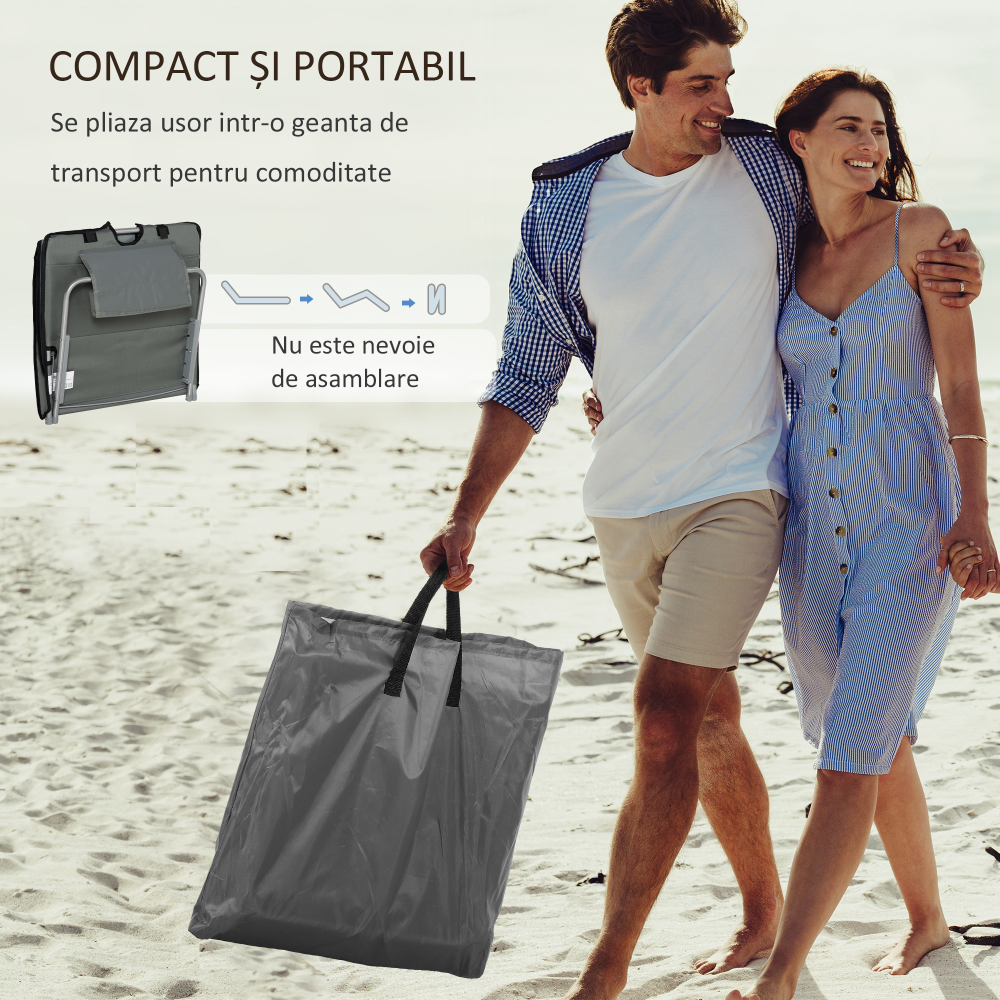  Set 2 Saltele de Plaja Pliabile cu Spatar Reglabil [4]