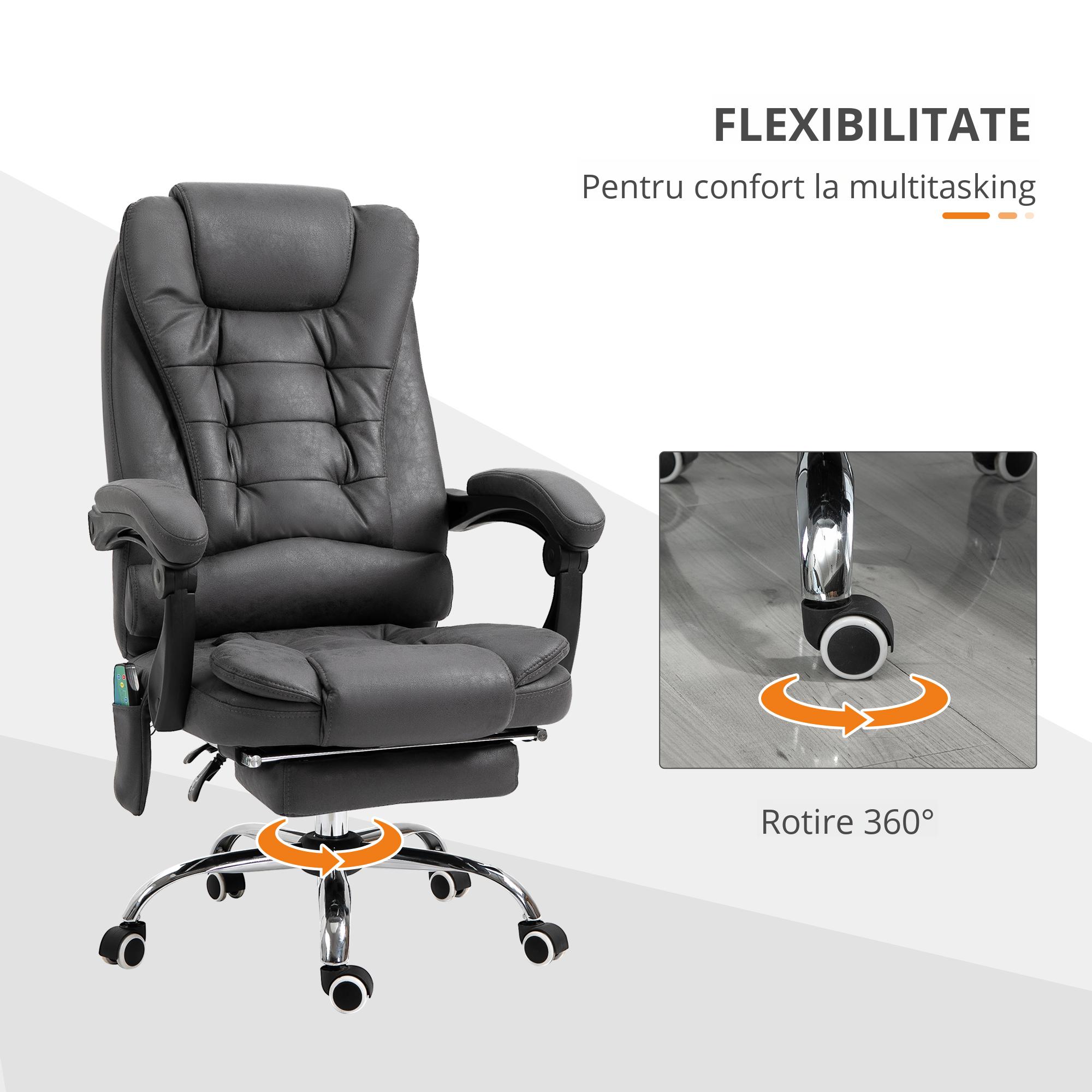  Scaun de Birou Rabatabil cu Masaj si incalzire, inaltime Reglabila, Gri [5]