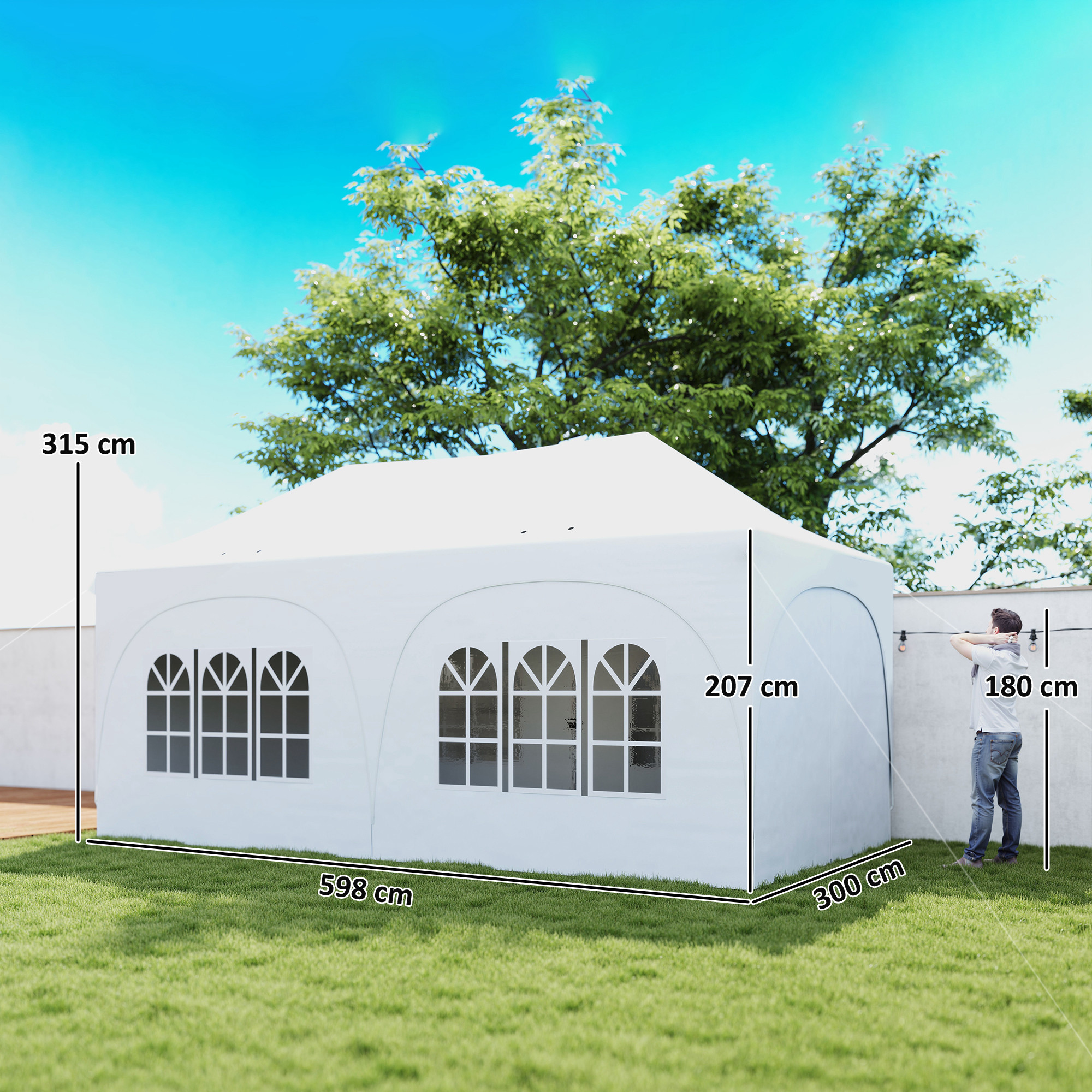  Gazebo 3x6 m Pliabil Pop Up Reglabil pe inaltime, Gazebo de Gradina cu Pereti Laterali, Saci de Nisip, Geanta de Transport, UV30+, pentru Exterior, Camping, Petreceri, Gri Deschis/Alb [2]