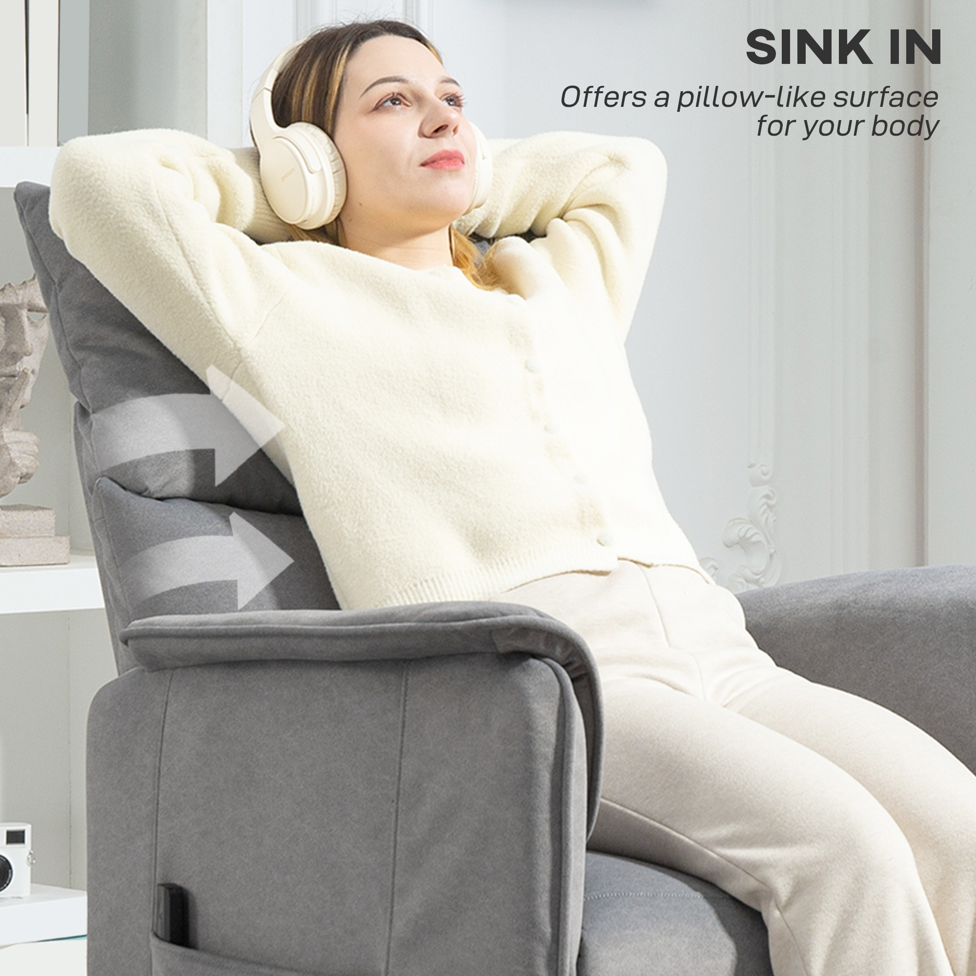  Fotoliu Reclinabil Electric pentru Living cu Suport pentru Picioare, Gri [7]