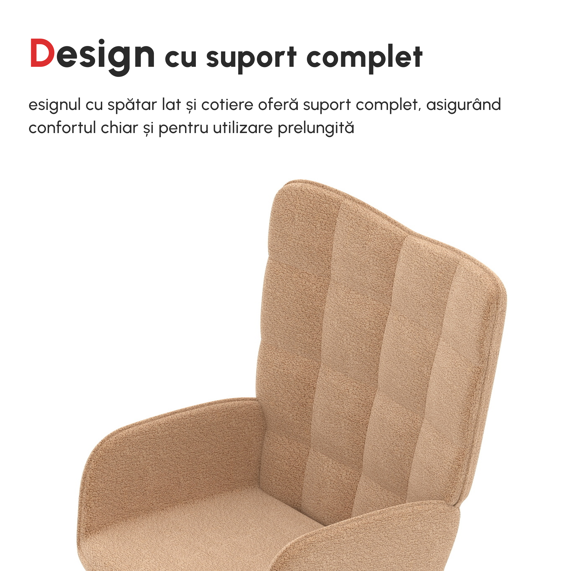  Fotoliu Balansoar de Interior Tapitat, Fotoliu Balansoar Relaxant din Blana cu Brate, 71x98x101 cm, Maro [4]