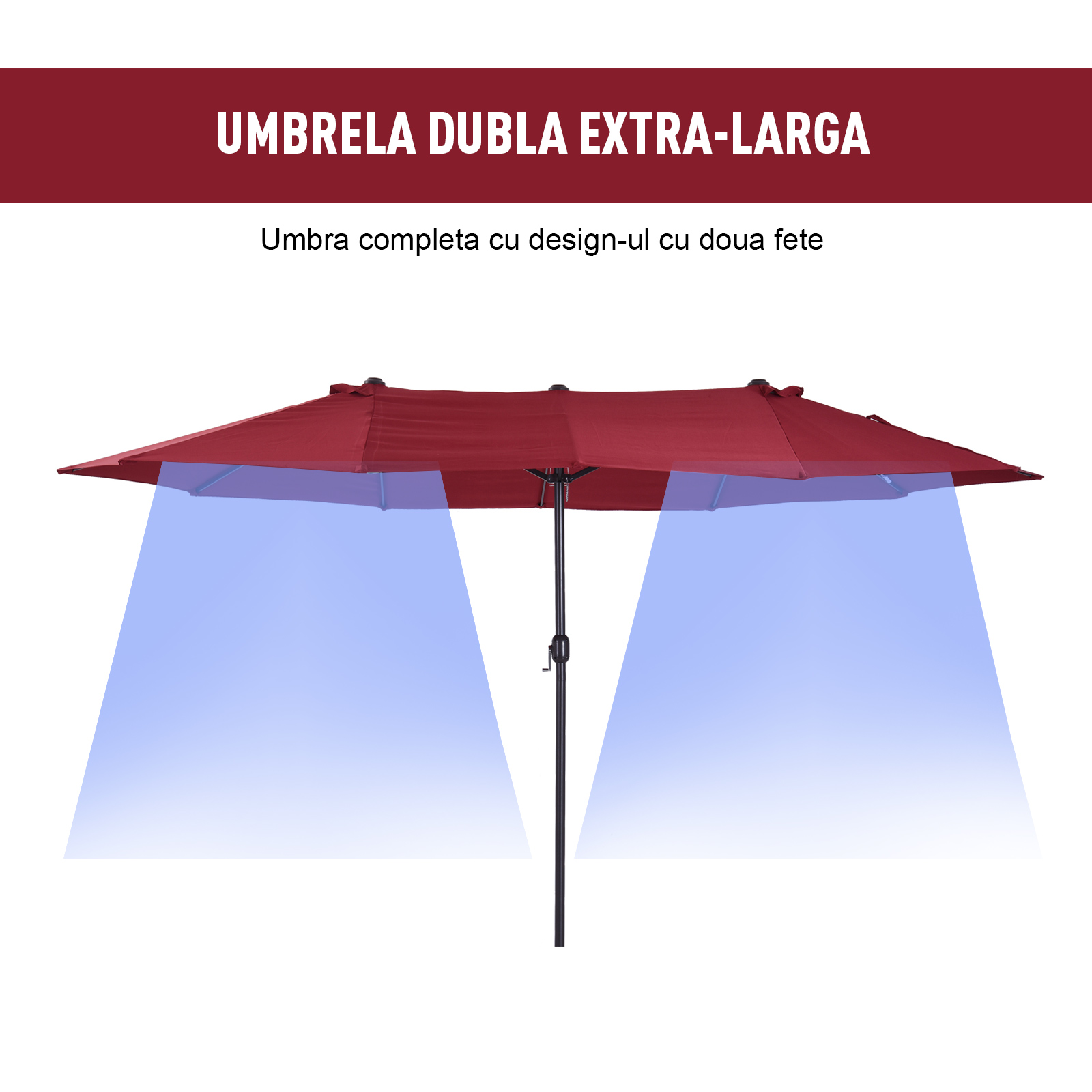  Umbrela cu deschidere dubla de Gradina in otel si poliester, Ros [3]