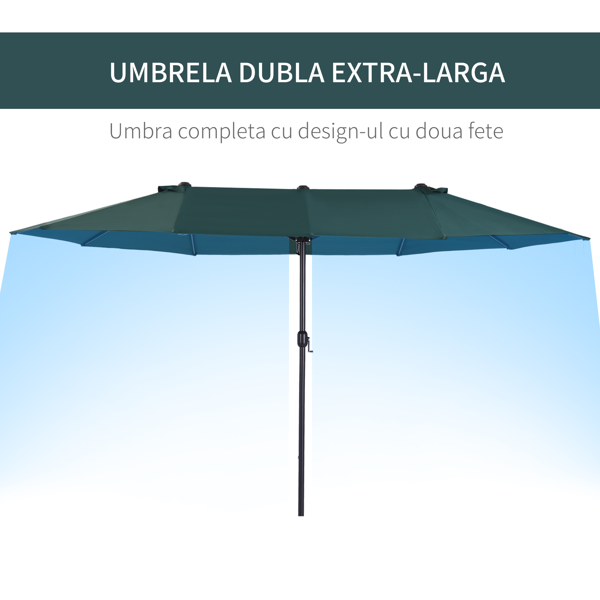  Umbrela Terasa Dubla 460×270×240 cm Verde [6]
