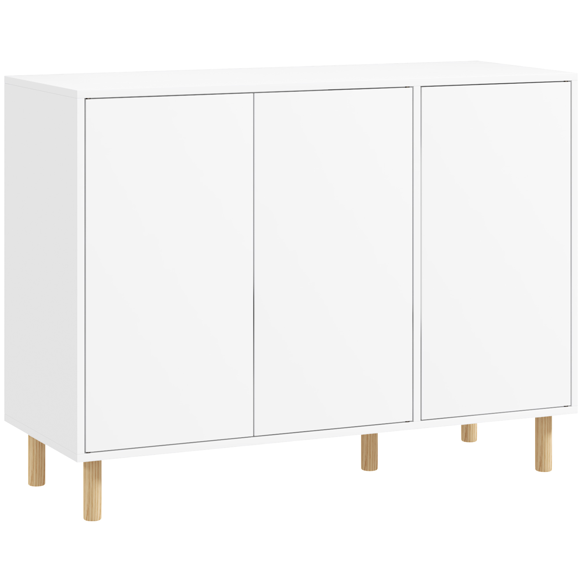 Bucatarie -  Bufet Modern cu 2 Dulapuri si 3 Rafturi, Mobilier Multifunctional din Lemn, 107x40x80 cm, Alb