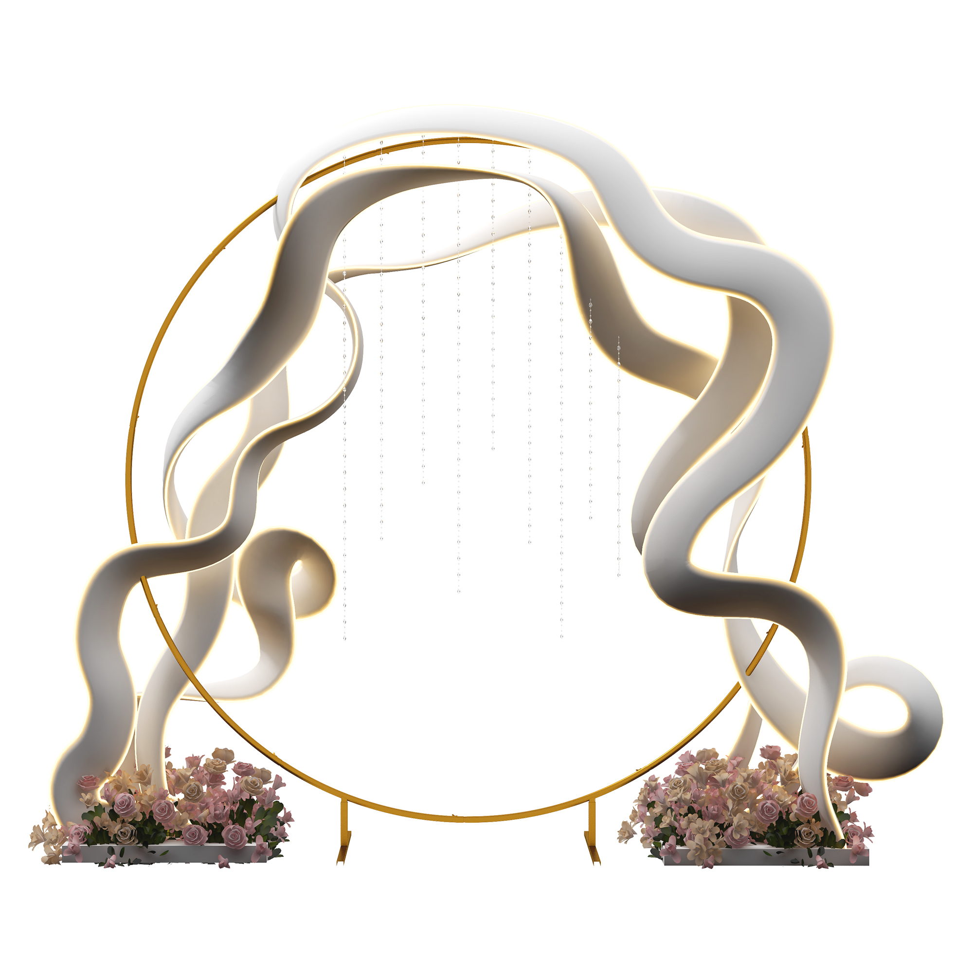  Arc de Gradina din Otel Auriu - Arc Decorativ Rotund pentru Baloane, Plante Cataratoare, Flori - Pentru Nunti, Aniversari, Ceremonii - 2,24 m [8]