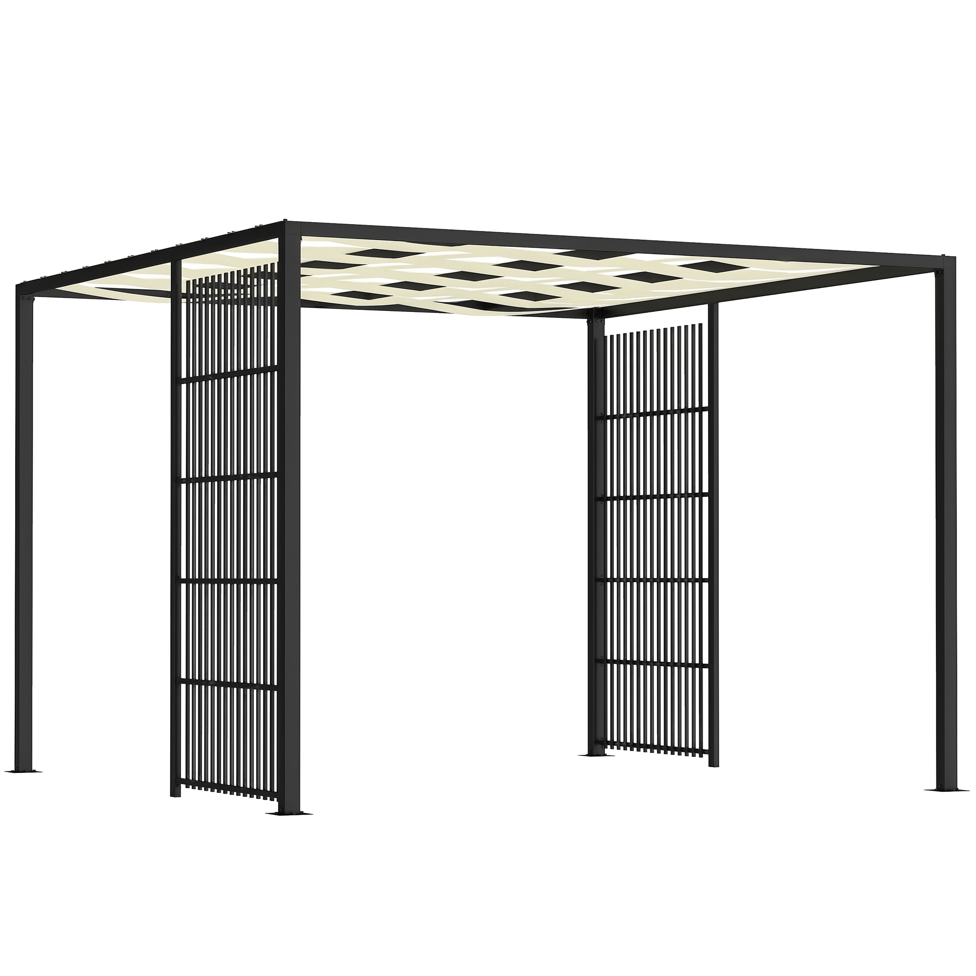 Gradina & balcon -  Pergola cu Acoperis Ondulat si Panouri Laterale pentru Intimitate, 3x3m, Negru