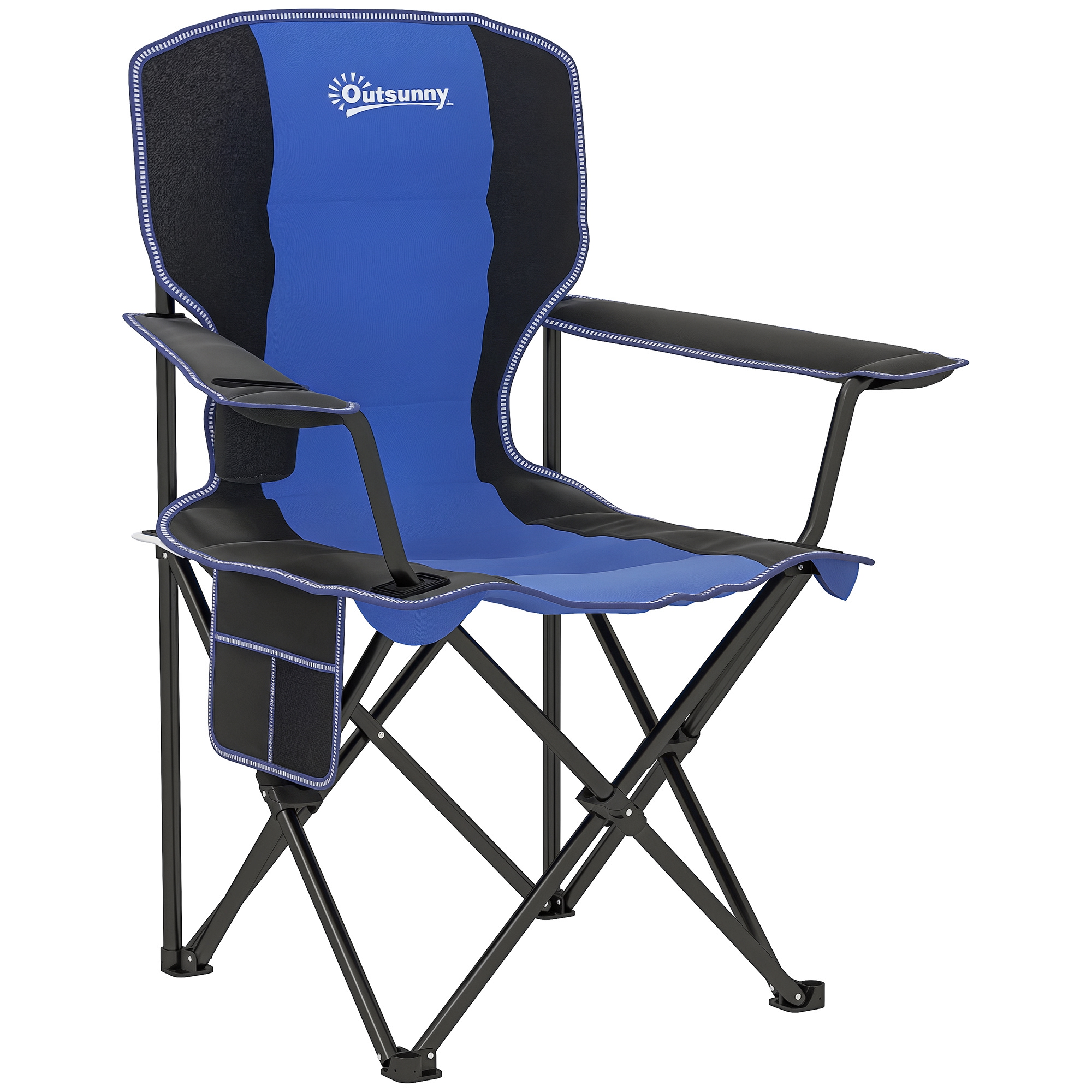 Gradina & balcon -  Scaun de Camping Pliabil cu Buzunar si Suport pentru Pahar, 94x62x110 cm, Albastru