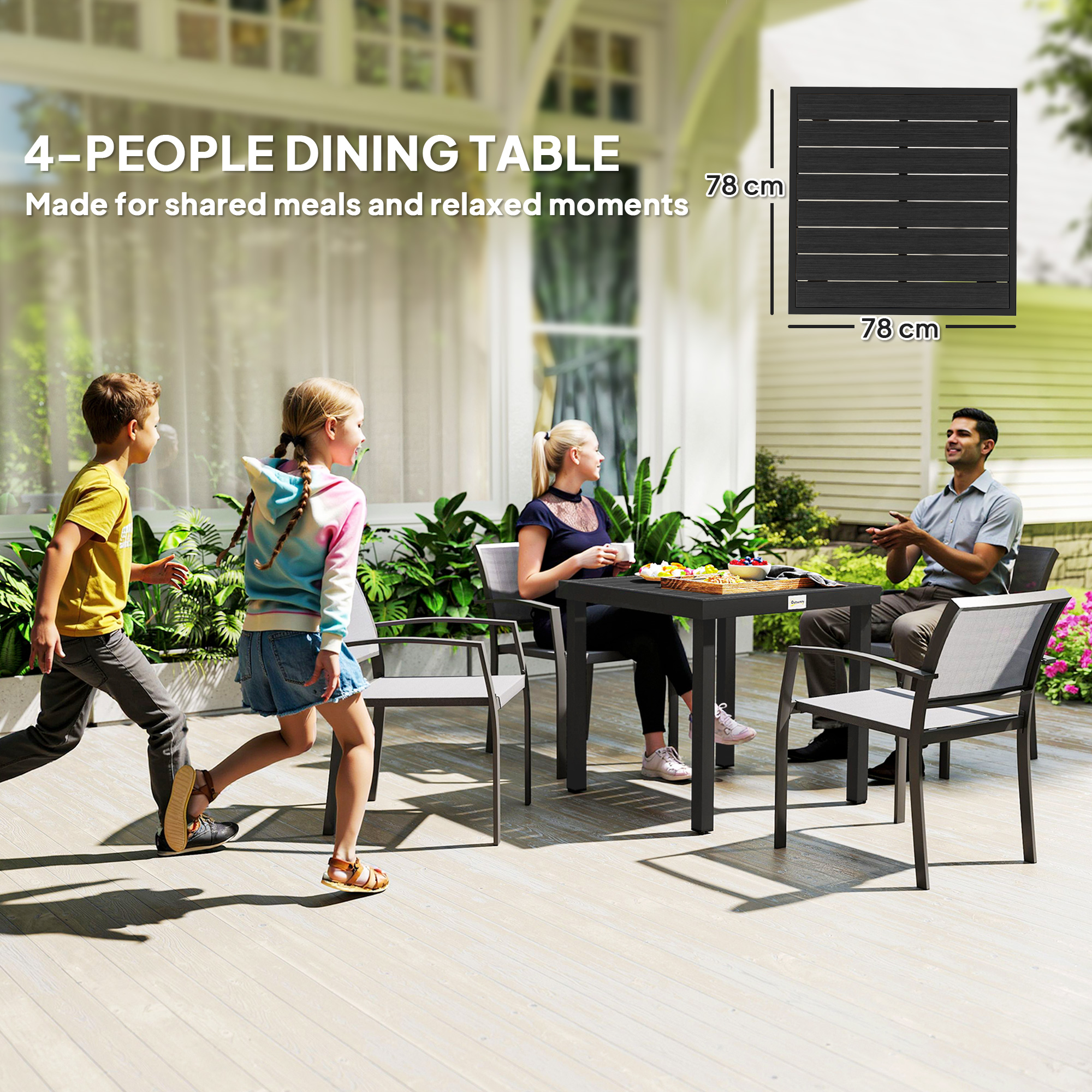  Aluminum Outdoor Patio Dining Table for 4 for Garden Lawn Backyard, Natural [7]