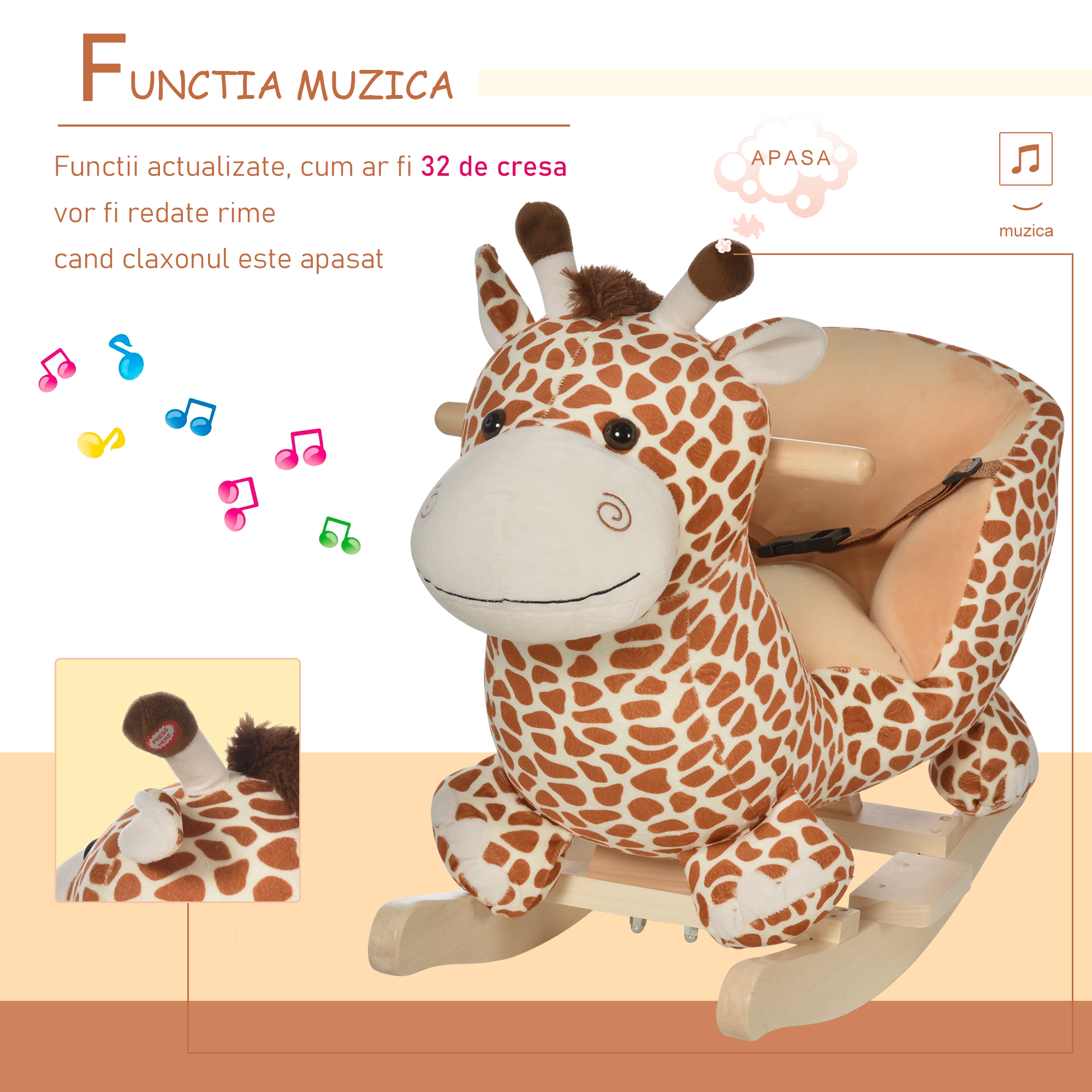  Leagan din lemn in forma de girafa, 60x33x45 cm [4]