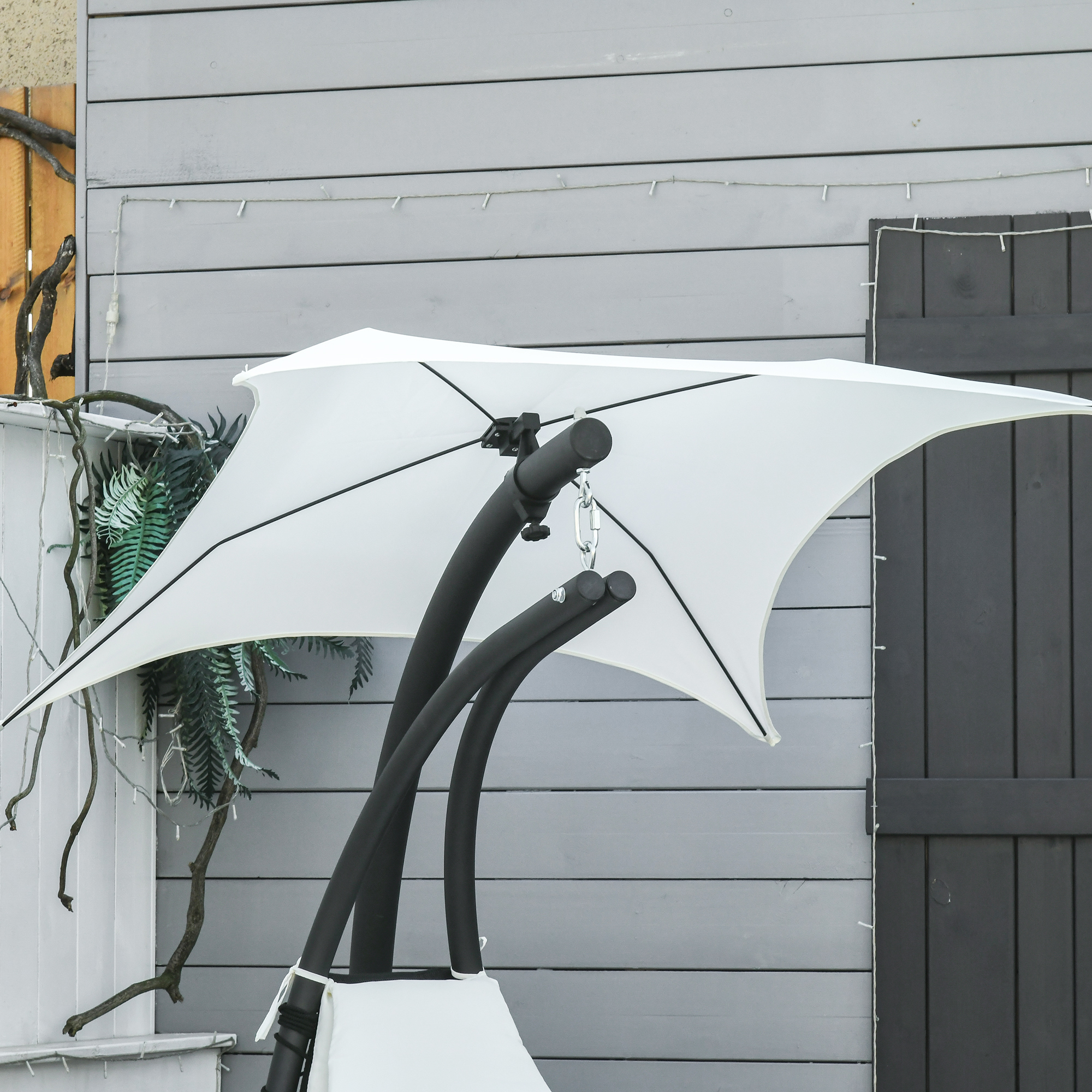  Sezlong Leagan Suspendat Relax sezlong de Lux cu Acoperis, Crem [7]