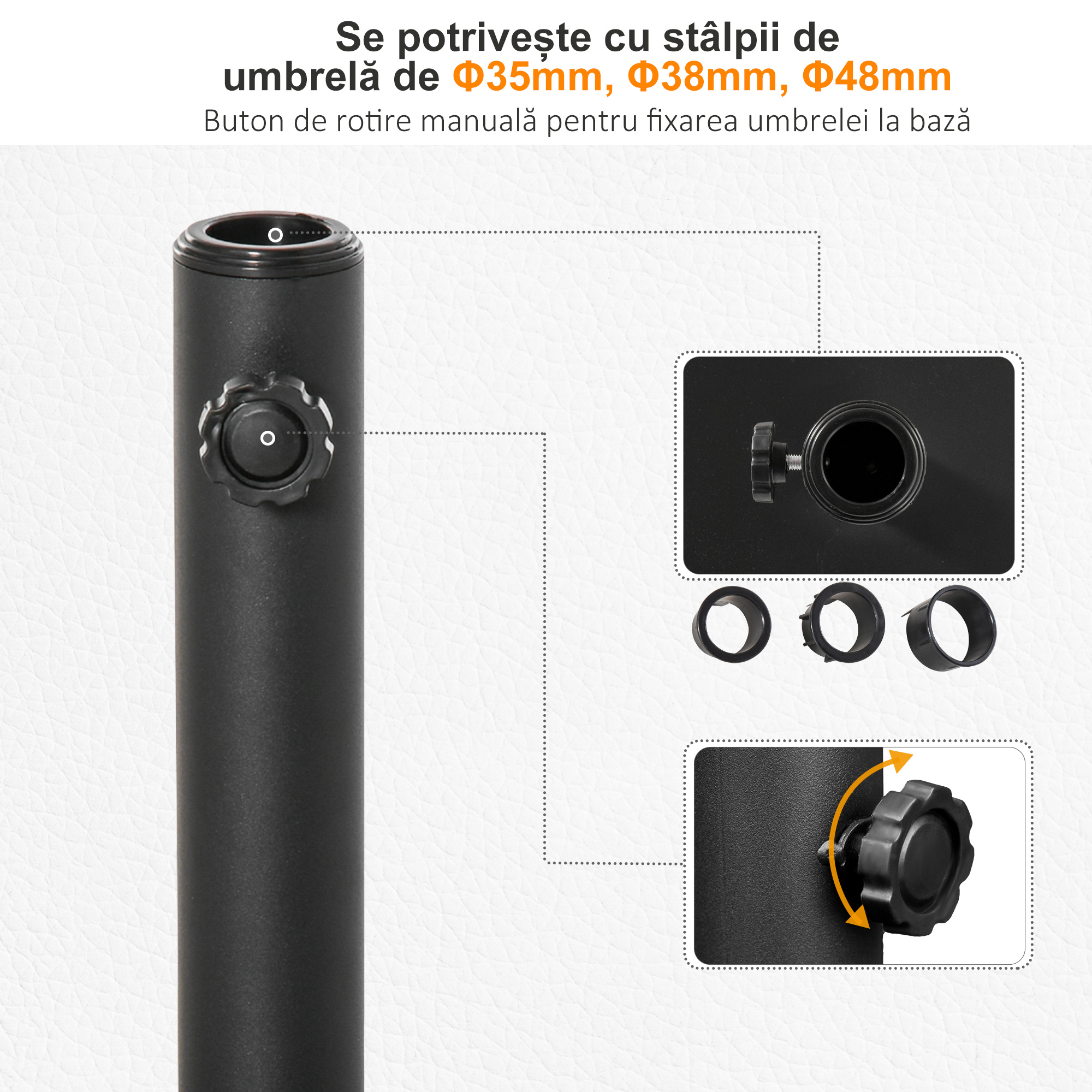  Baza pentru Umbrela 13kg din Beton cu Finisaj Lucios, 40x40x43cm, Negru [3]