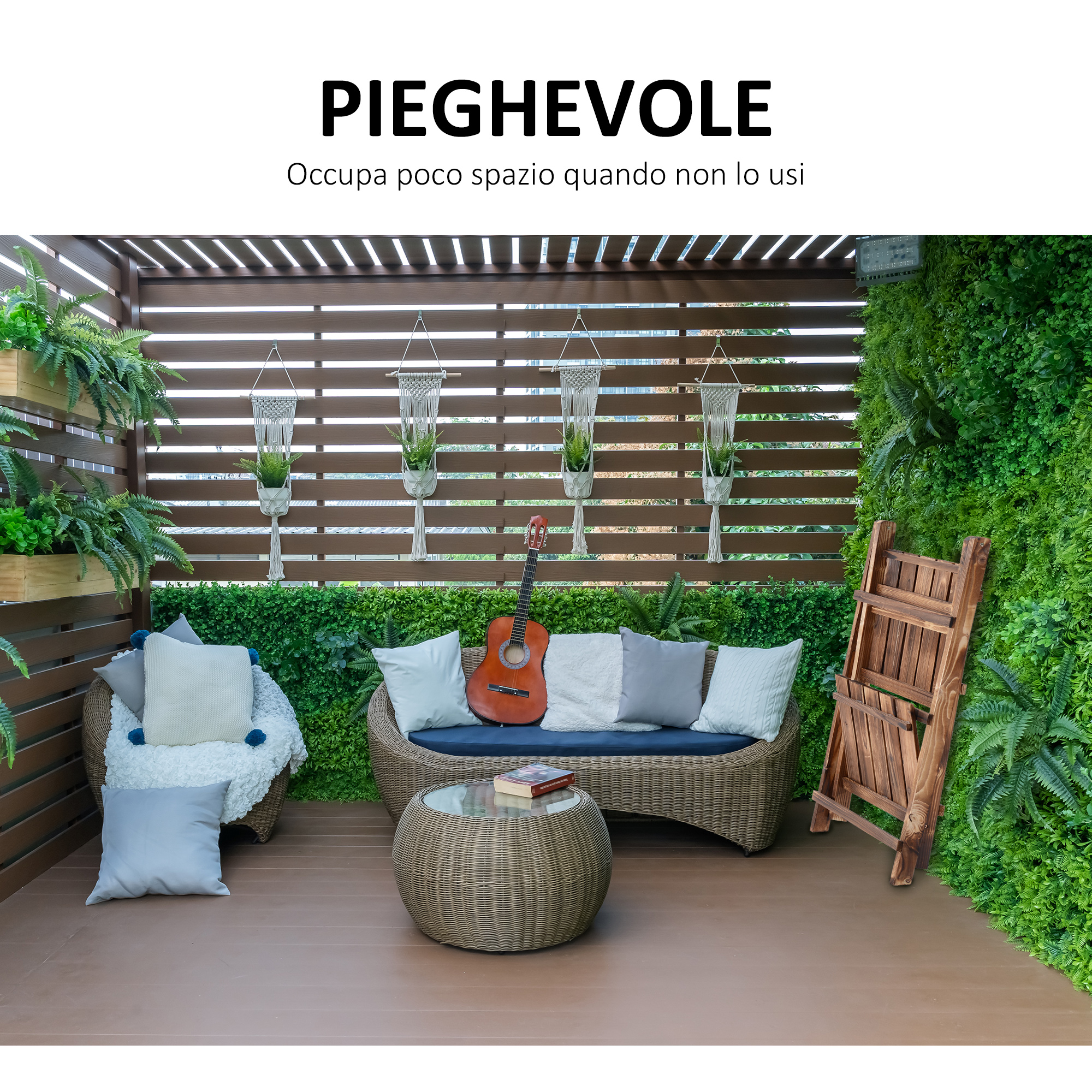  Suport pentru Plante Pliabil, Jardiniera cu 3 Niveluri, Raft de Exterior pentru Plante, 40x37x93 cm, Lemn Natural [3]