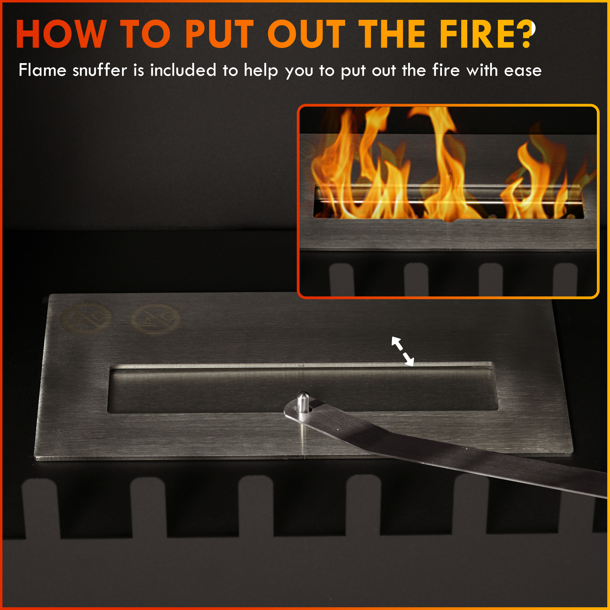  semineu pe Bioetanol, Biosemineu cu Arzator de 0,9L pentru 3 Ore de Ardere, 55x31x55 cm, Negru [4]