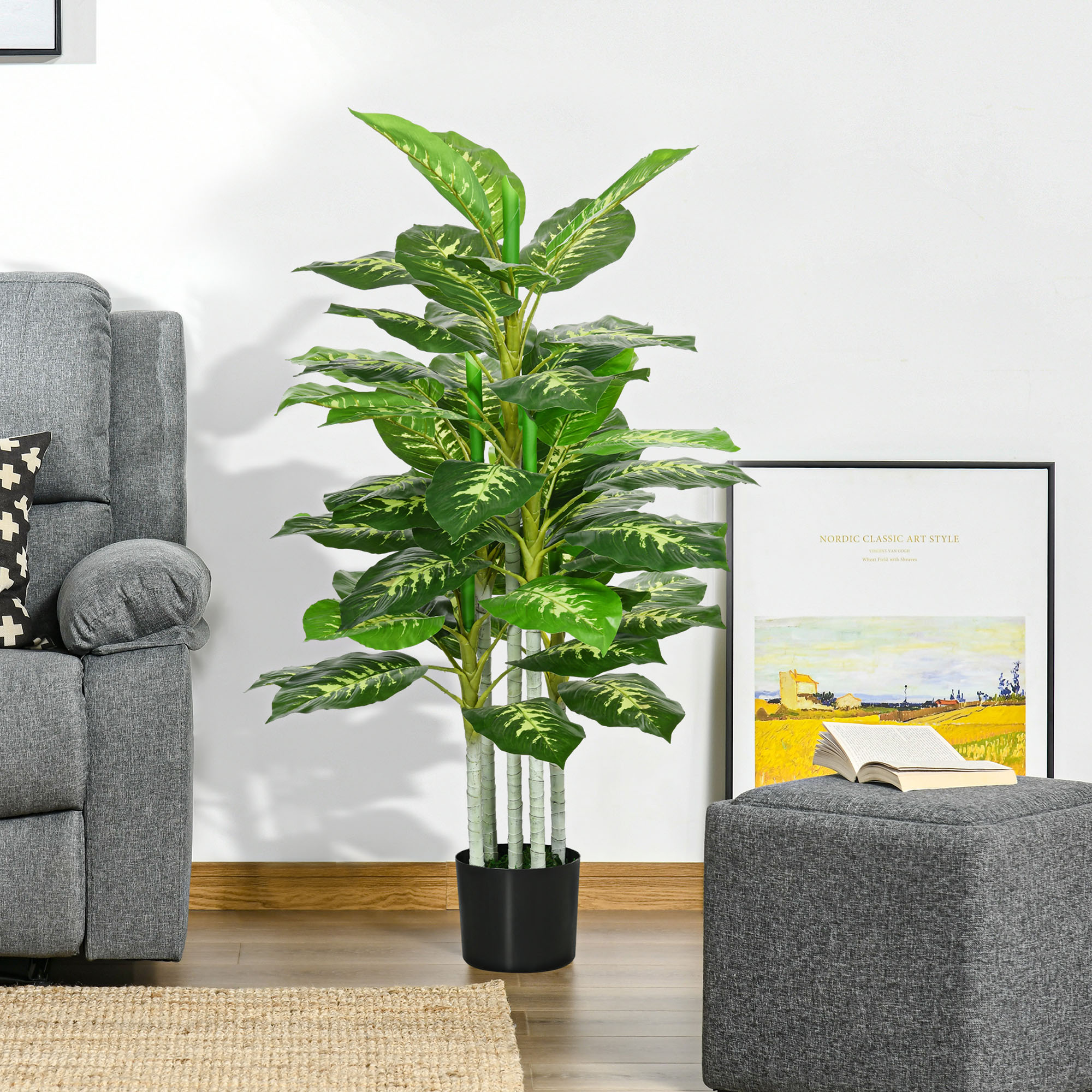  Planta Artificiala Decorativa, inalta de 120 cm, cu Ghiveci Negru pentru Interior si Exterior [1]