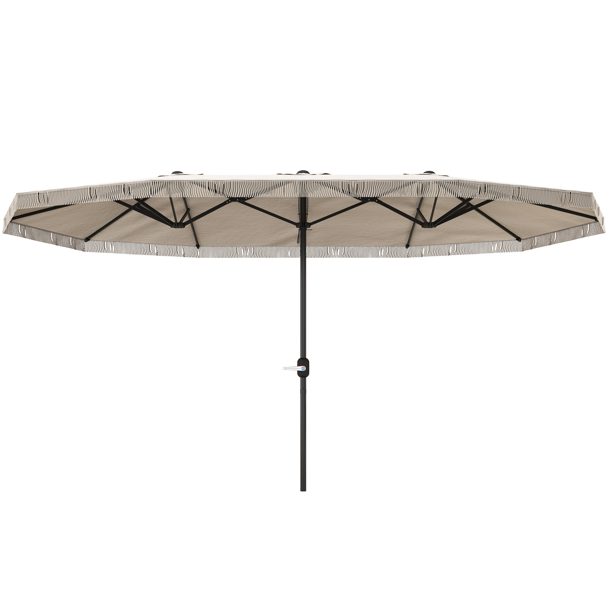Umbrele -  Umbrelon Dublu cu 12 Stecari si Manivela, din Poliester si Otel, 450x265x260 cm, Crem
