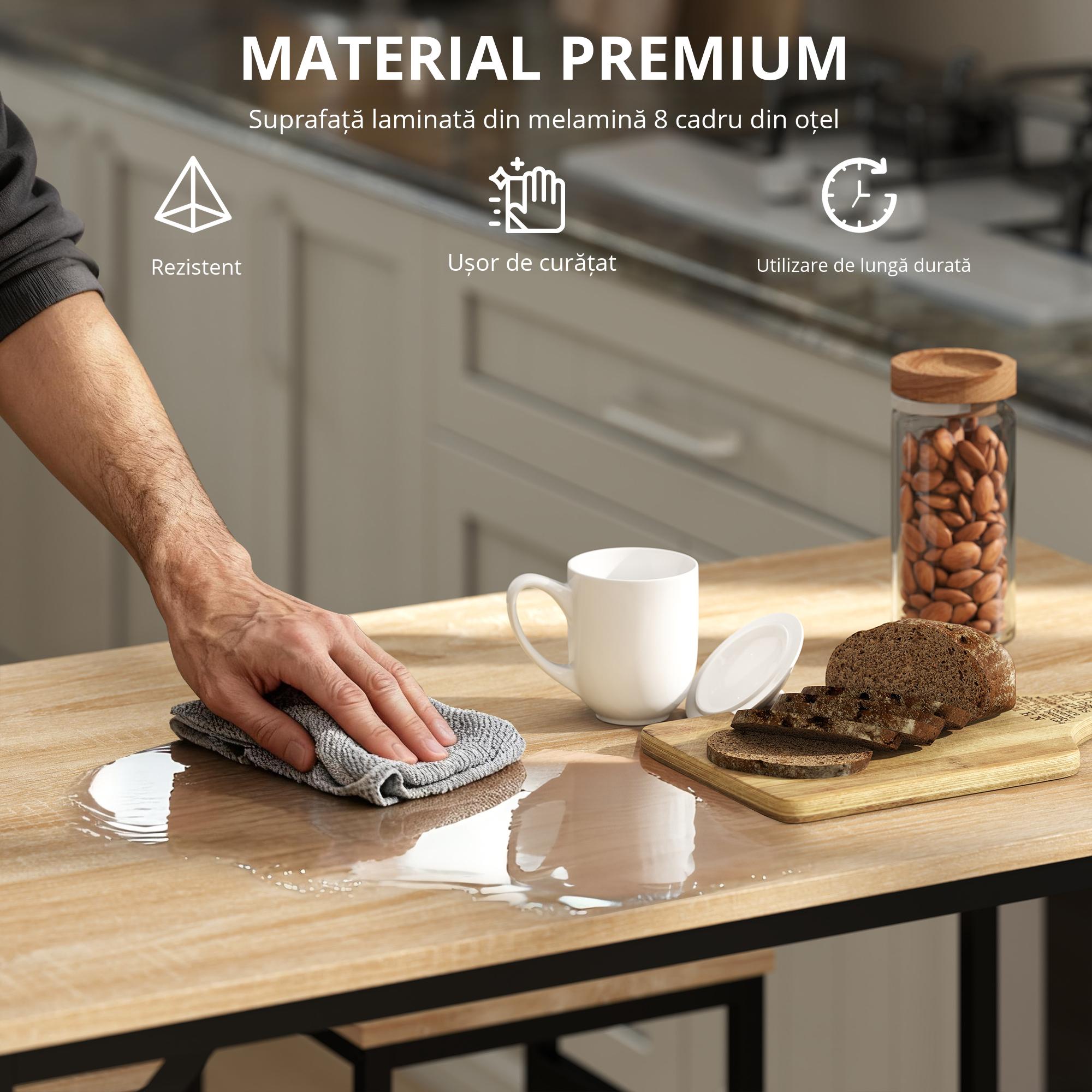  Set Masa inaltata + 4 Scaune Stil Industrial - Metal & Lemn, Ideal pentru Living/Bucatarie [3]