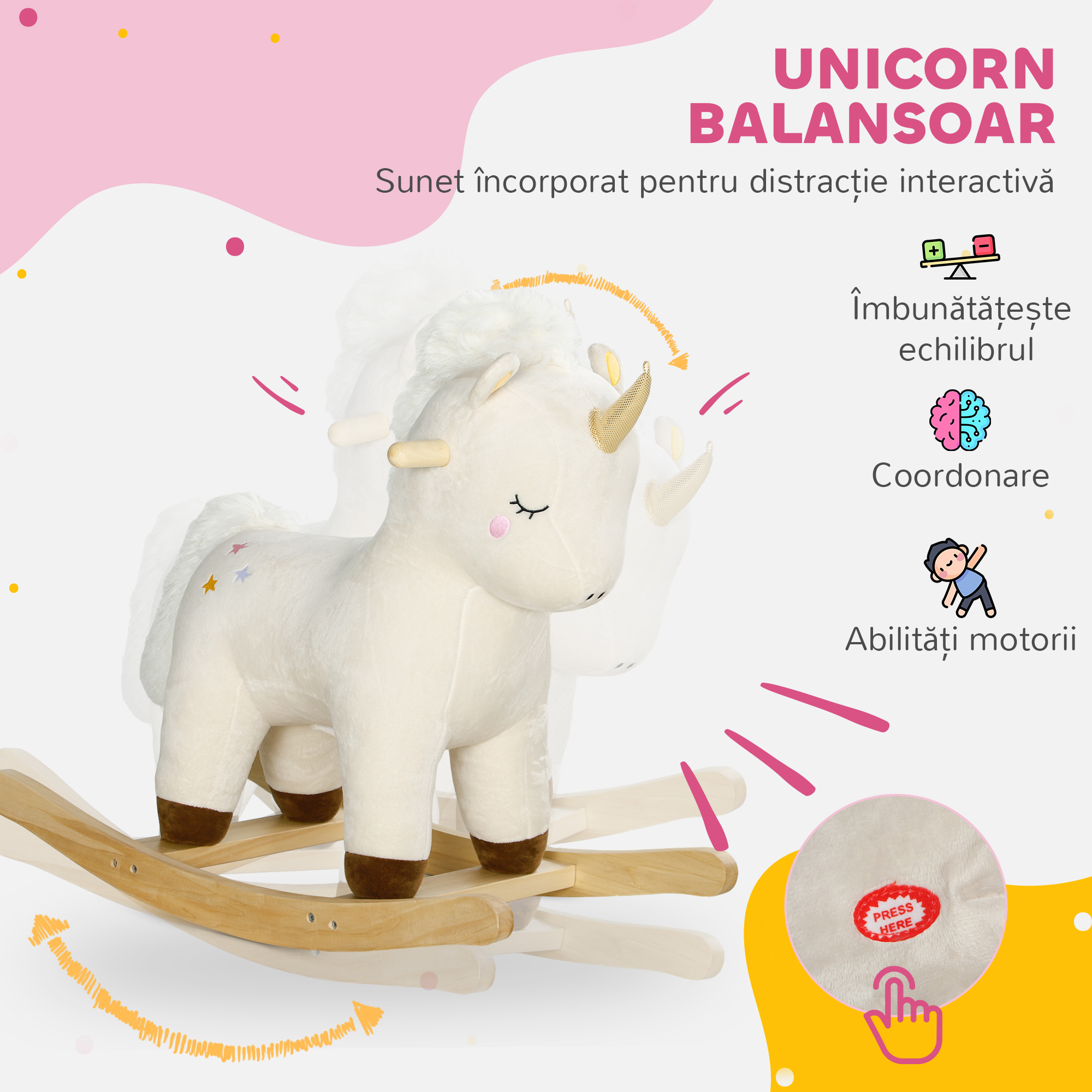  Unicorn Balansoar Copii 2-4 ani cu Sunete [3]