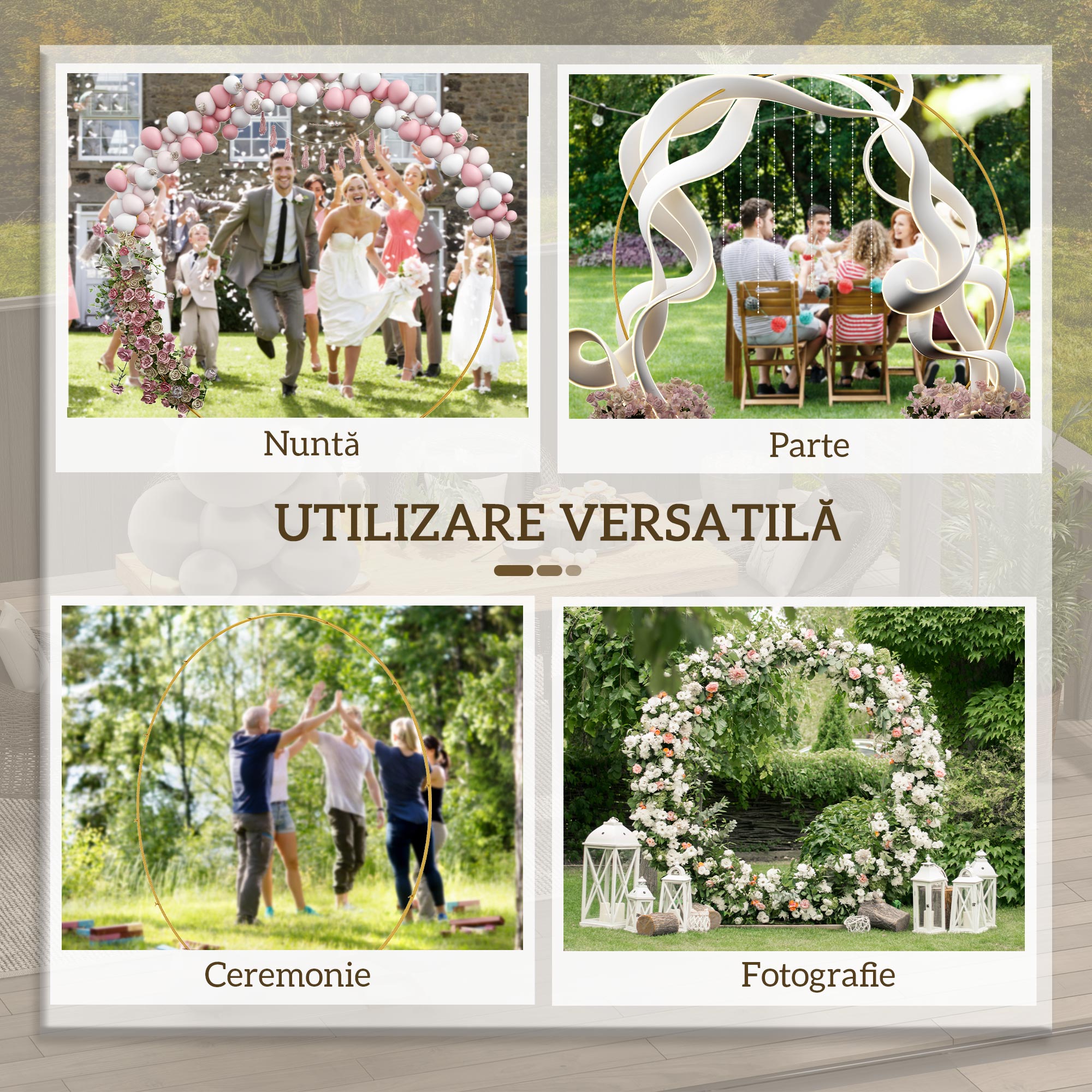  Arc Auriu din Otel - Suport pentru Baloane si Plante Cataratoare pentru Ceremonii, Evenimente si Zile de Nastere [5]