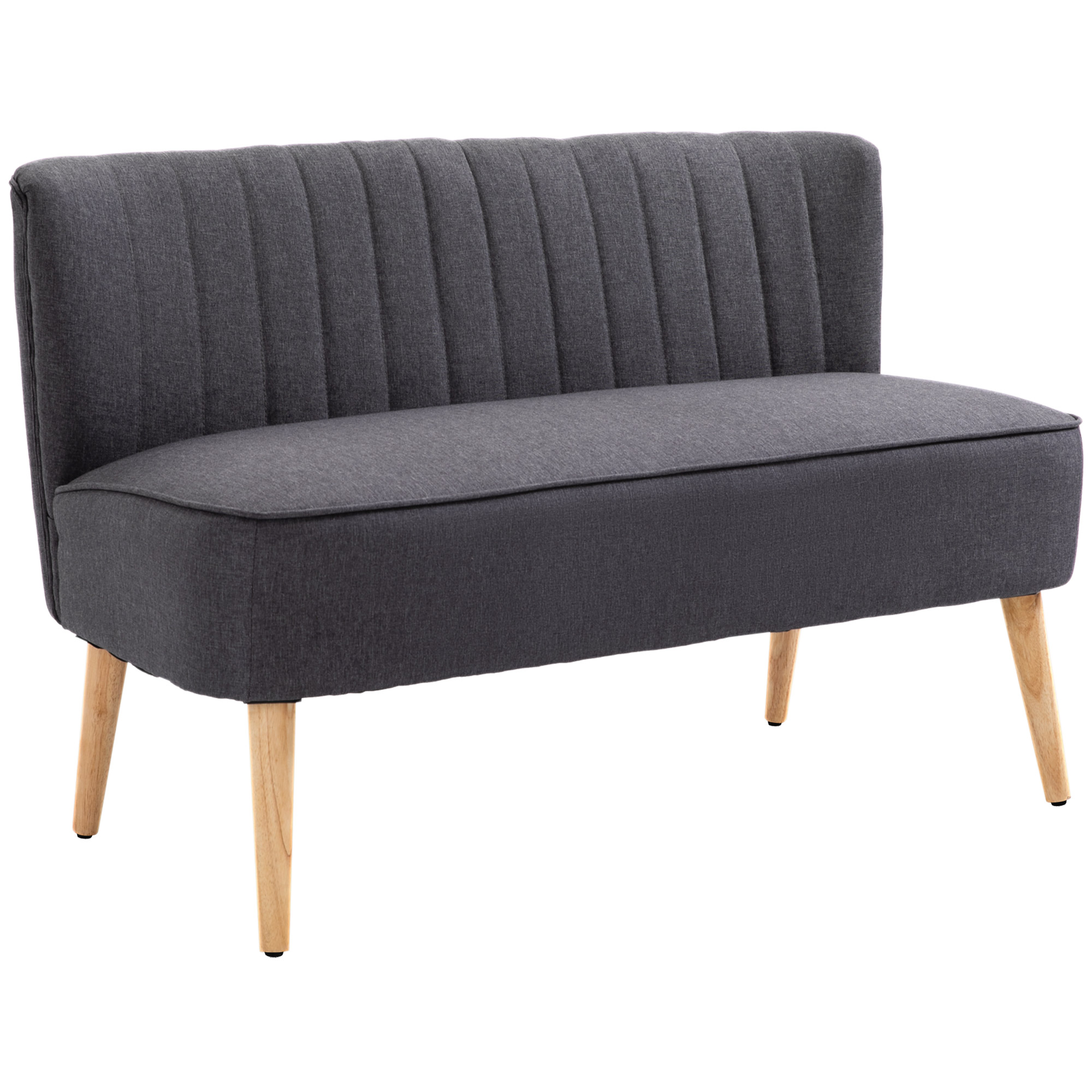 Living & hol - , Canapea cu Doua Locuri, Loveseat, Material textil cu efect de in, 117 x 56.5 x 77 cm, Gri inchis