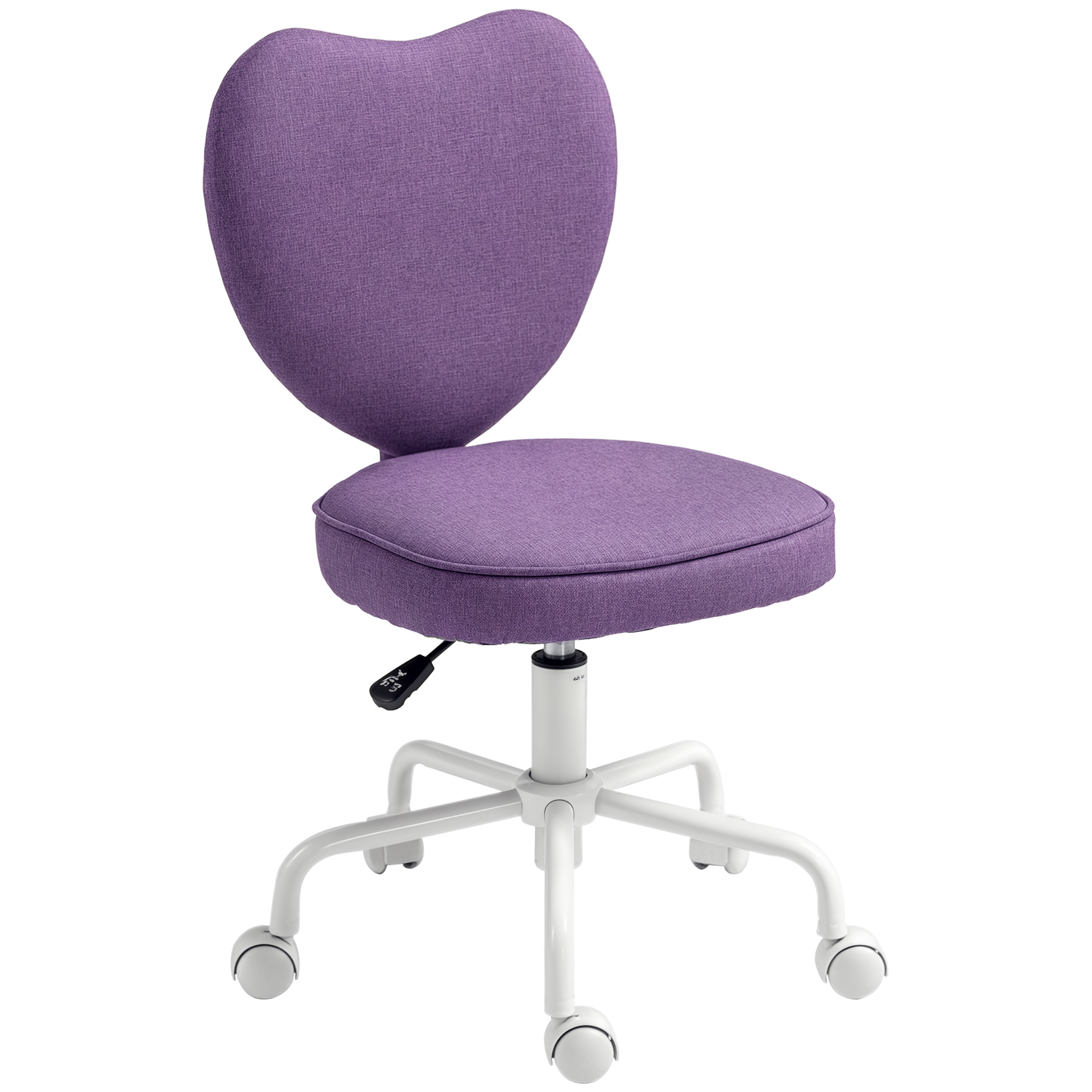 Dormitor & birou -  Scaun de Birou in Forma de Inima cu 5 Rotile Pivotante si inaltime Reglabila, 40x50x79-89 cm, Violet