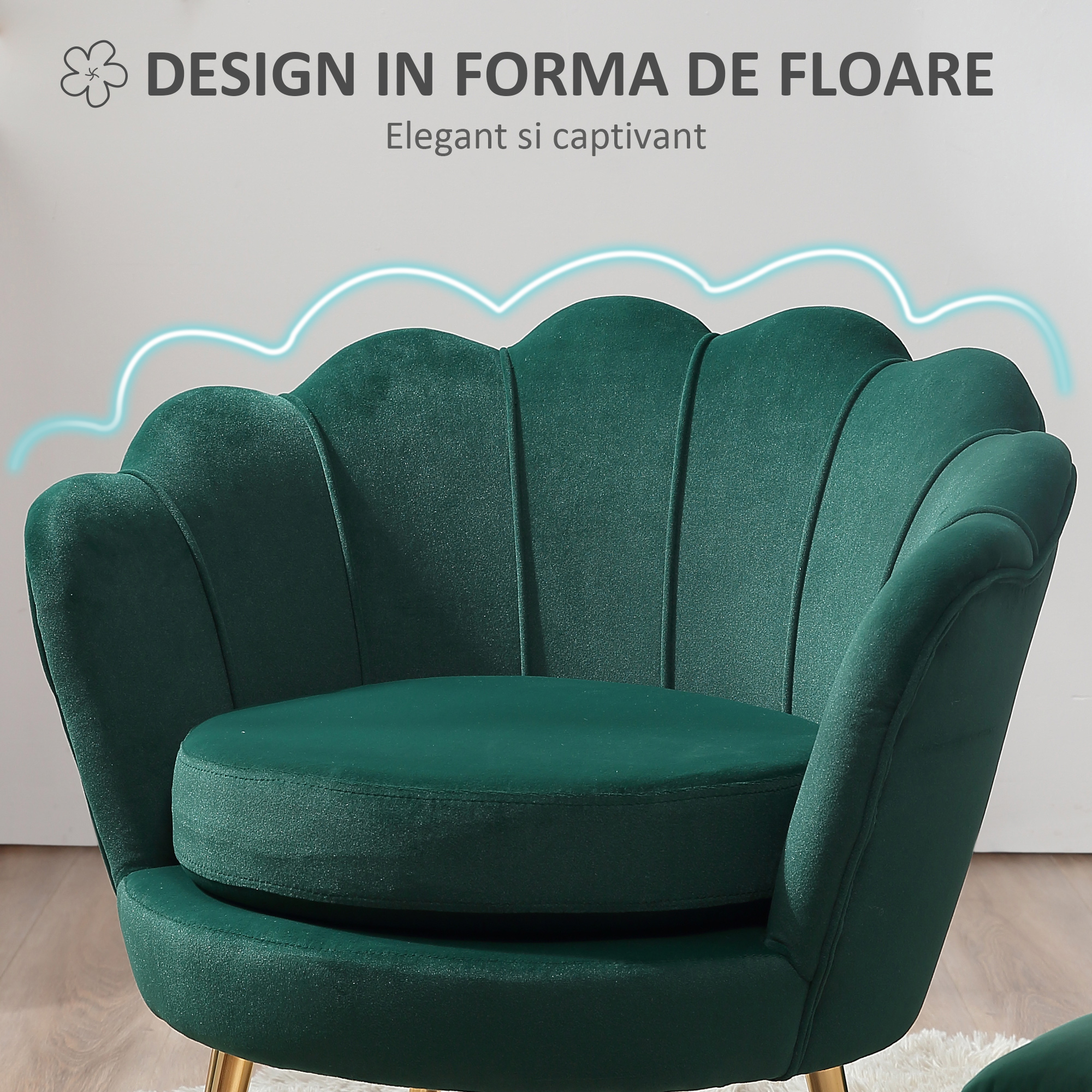  Fotoliu Vintage - Catifea Verde, Design Elegant Dormitor [3]