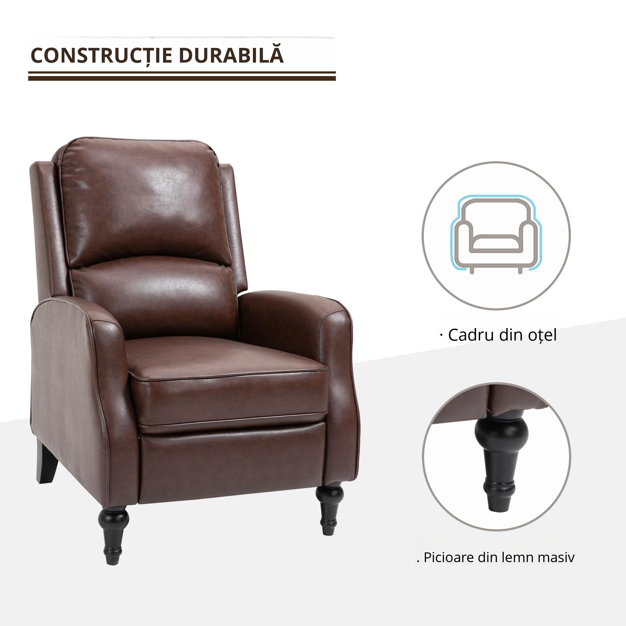  Fotoliu Relax Rabatabil 90° si 150° Manual din piele [4]