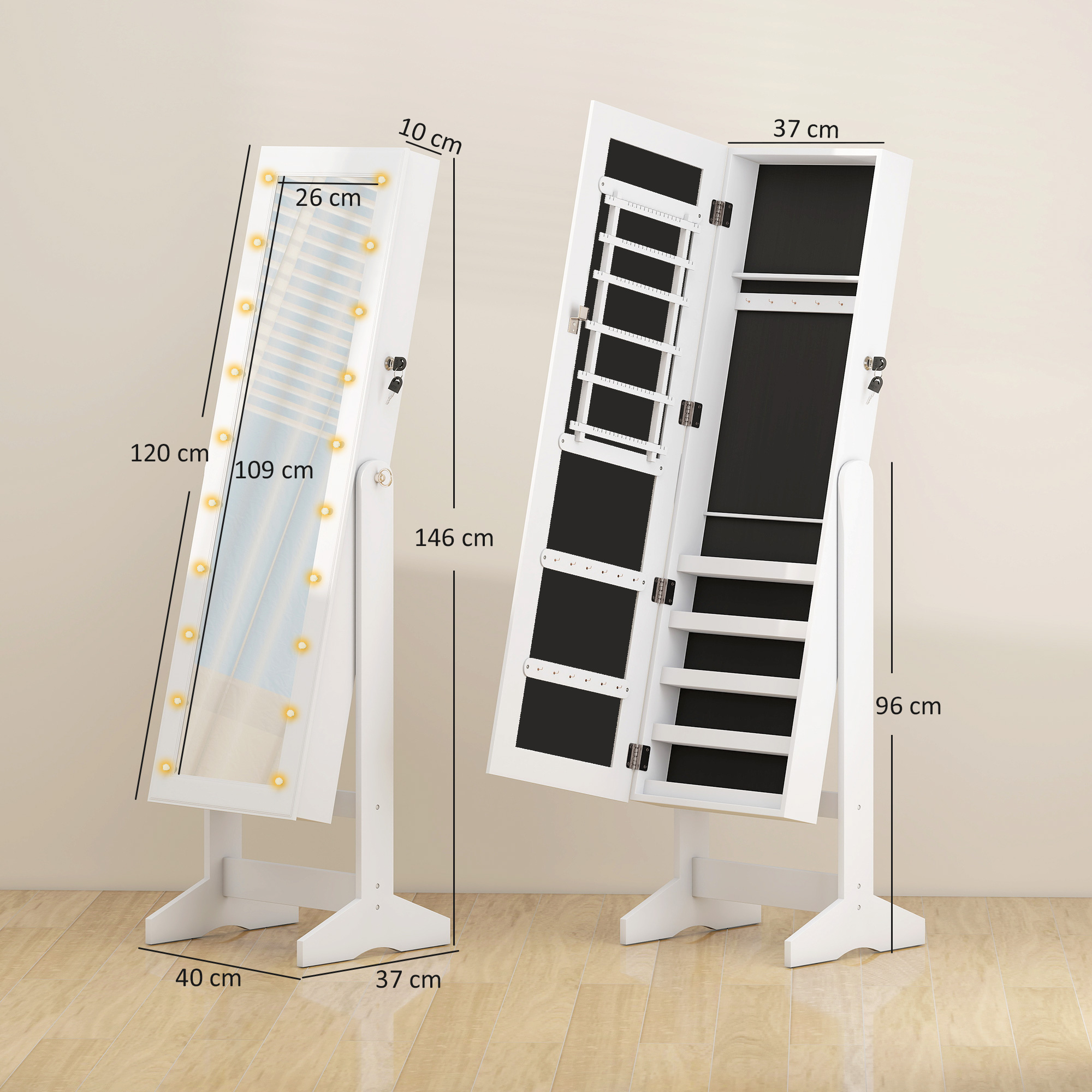  dulap bijuterii, oglinda si leduri incluse,40x37x146 cm [2]