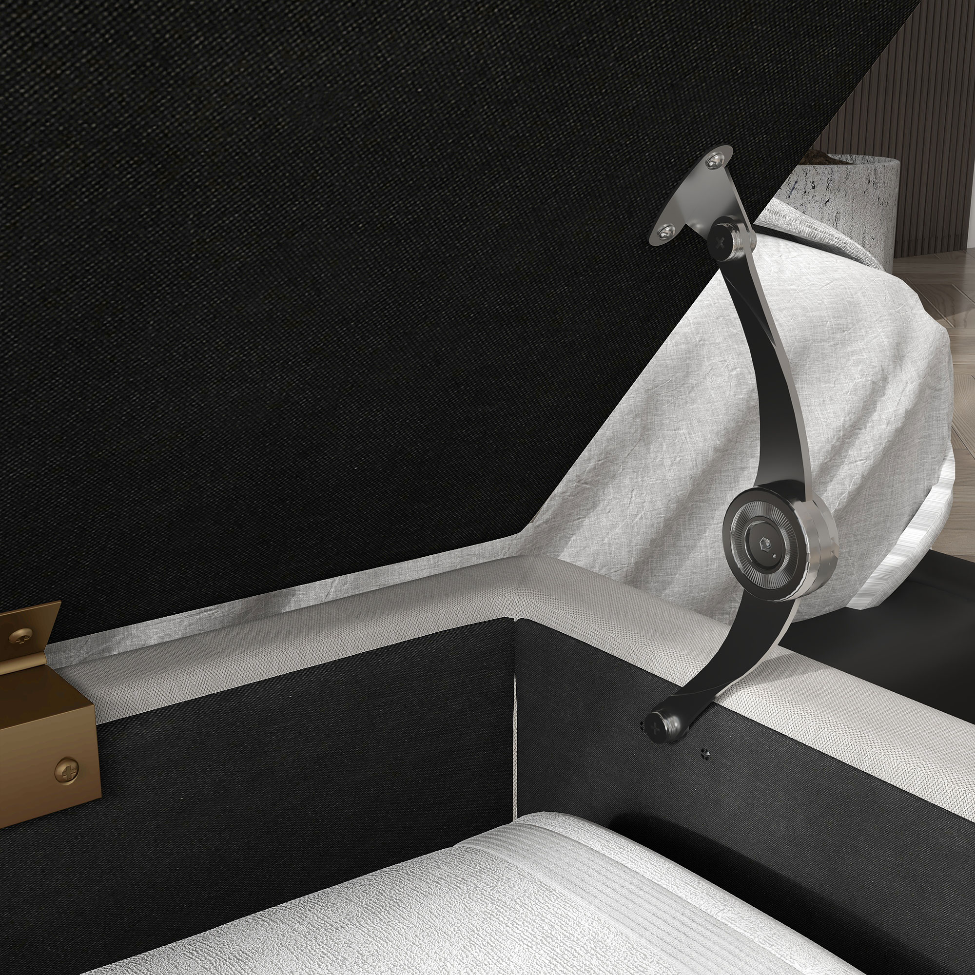  Bancuta Otoman 100 cm - Tapitata cu Depozitare & Picioare Elegante [7]