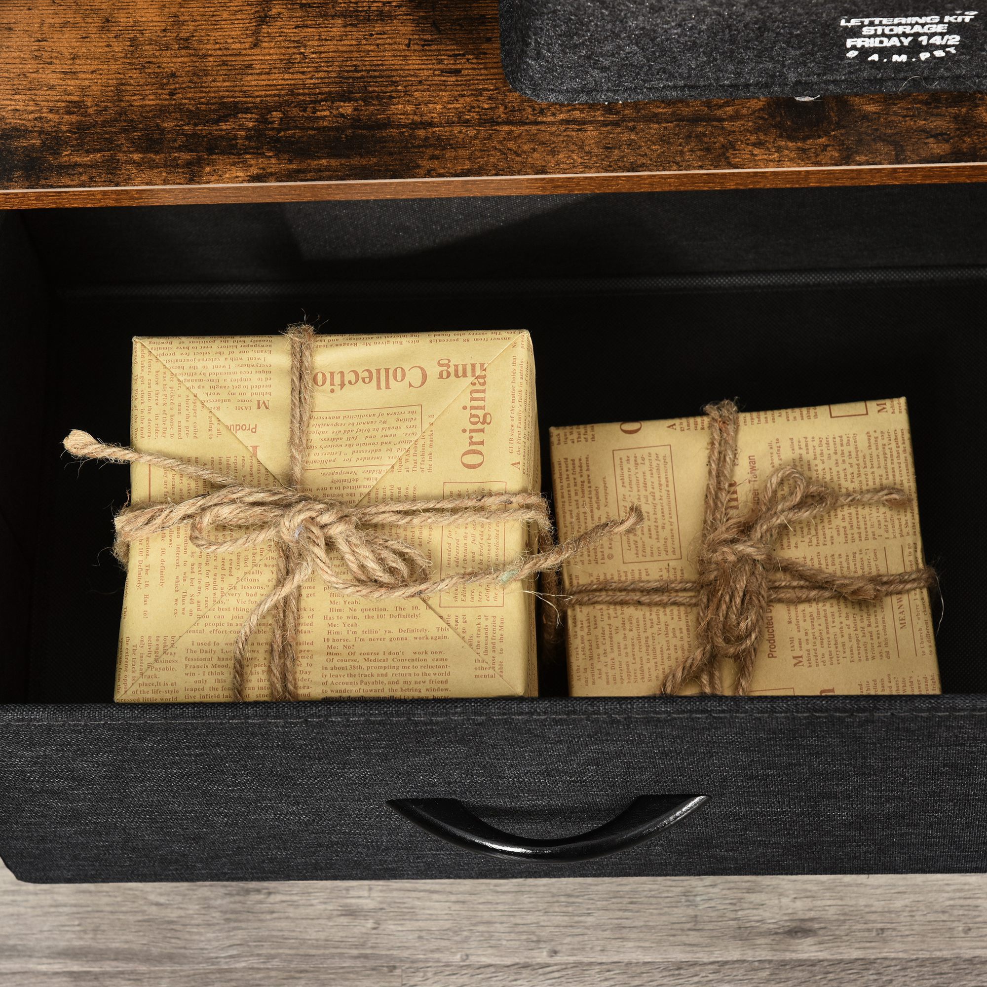  comoda TV stil industrial 98x29x56cm, maro si negru [7]