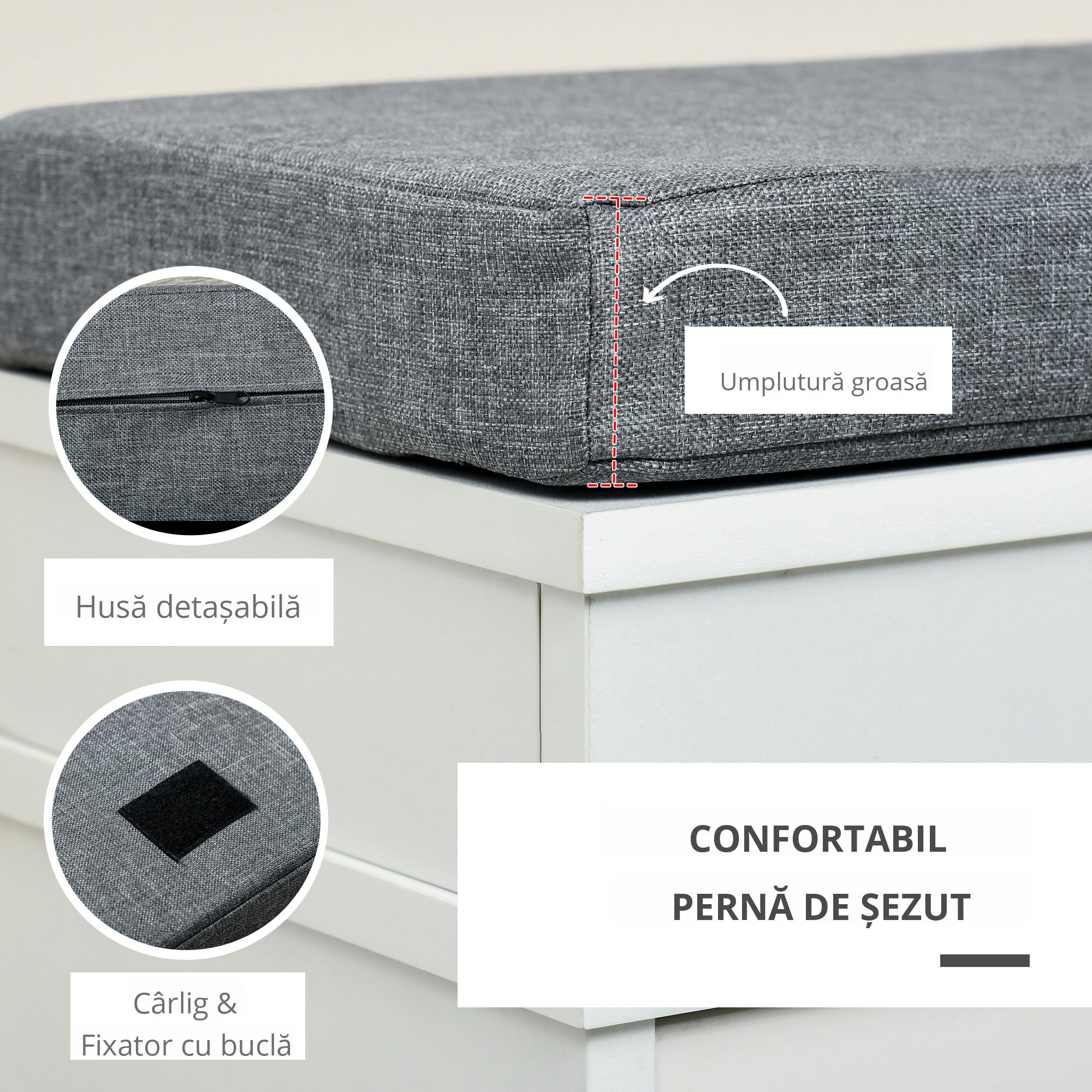  Bancheta Pantofar Lemn - Cu Sertare, Perna & Raft 8 Perechi [5]