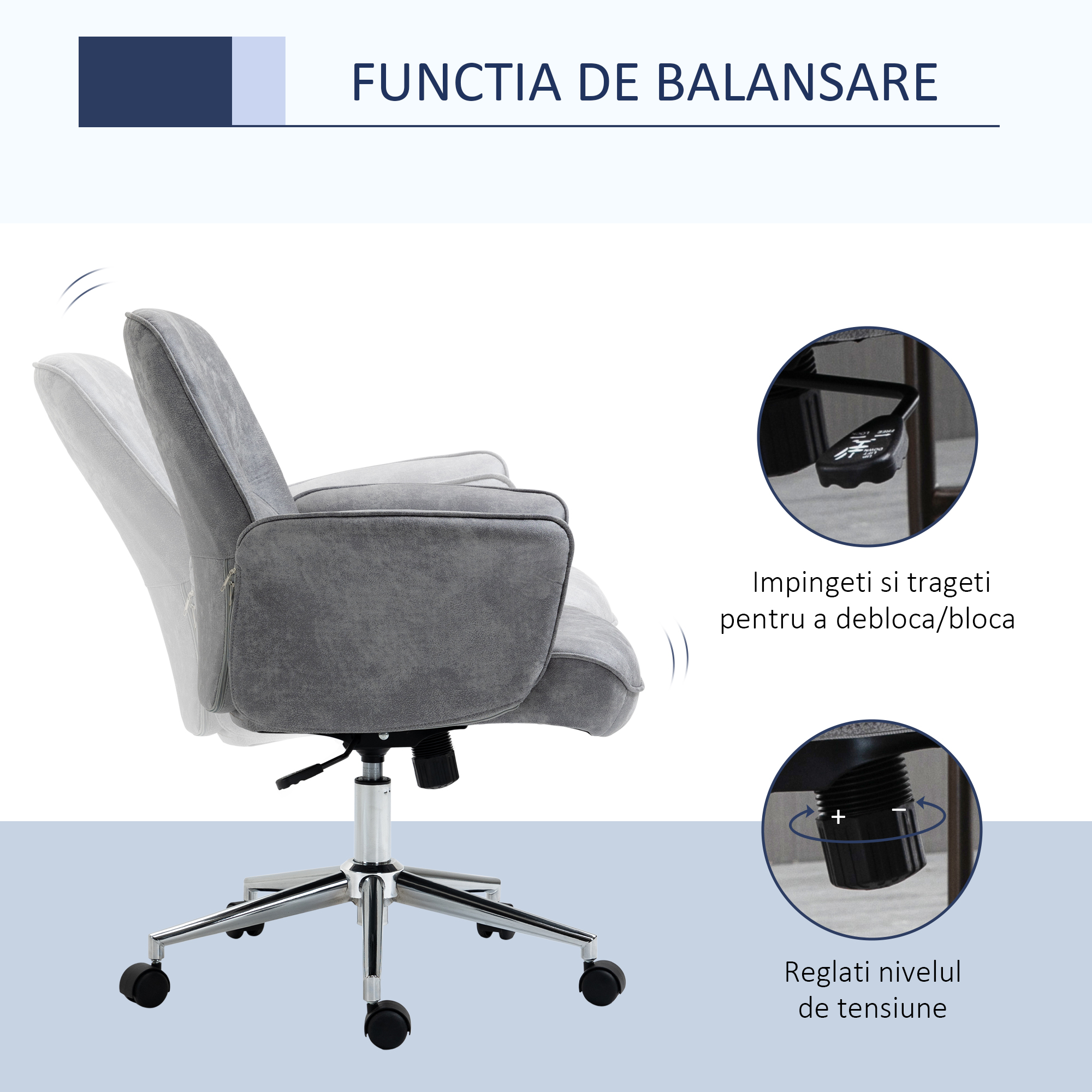  Scaun Birou Ergonomic - Reglabil & Balansoar, 67×69×102 cm [4]