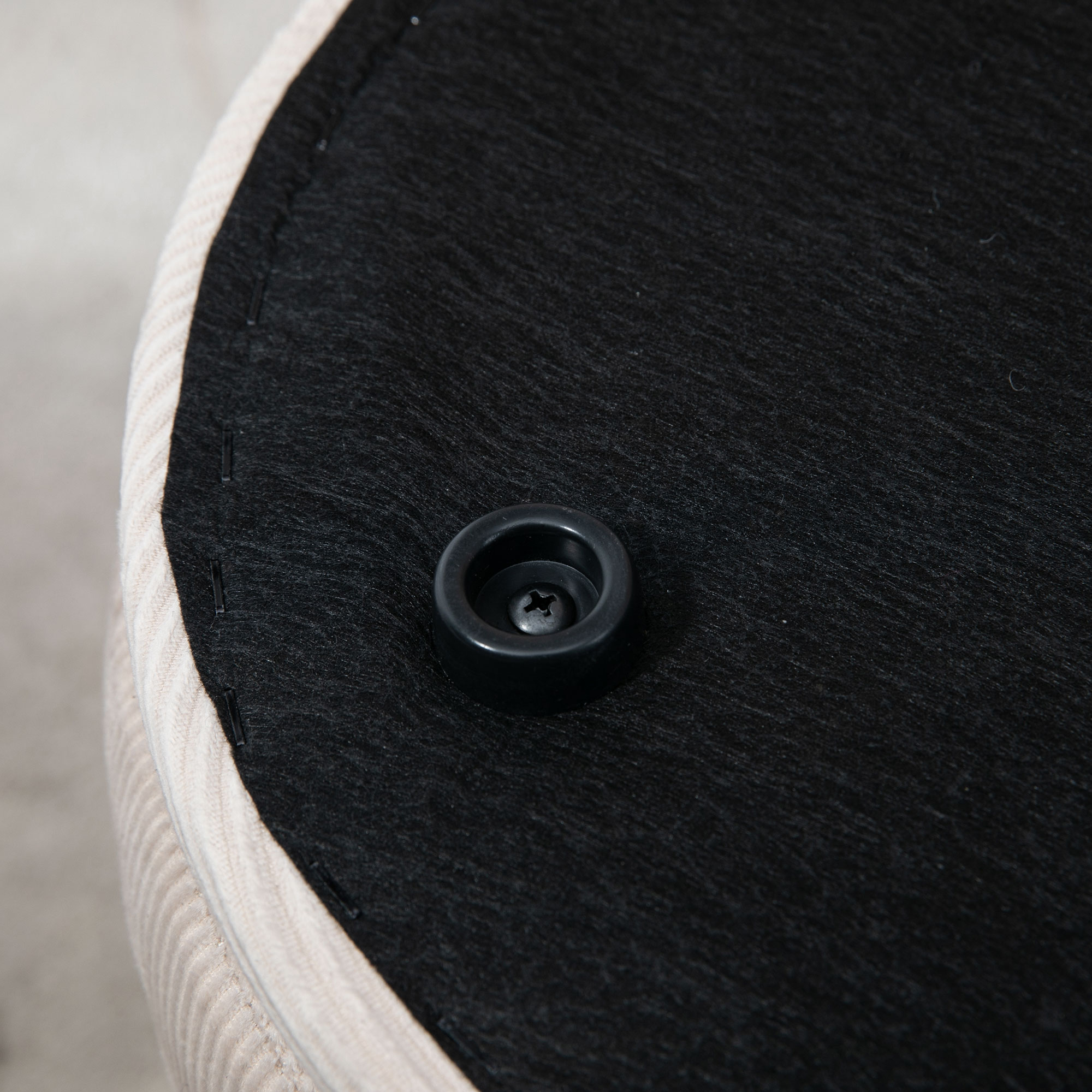  Set de 2 Poufuri Rotunde si imbracate in Catifea, cu Spatiu de Depozitare, Alb [8]