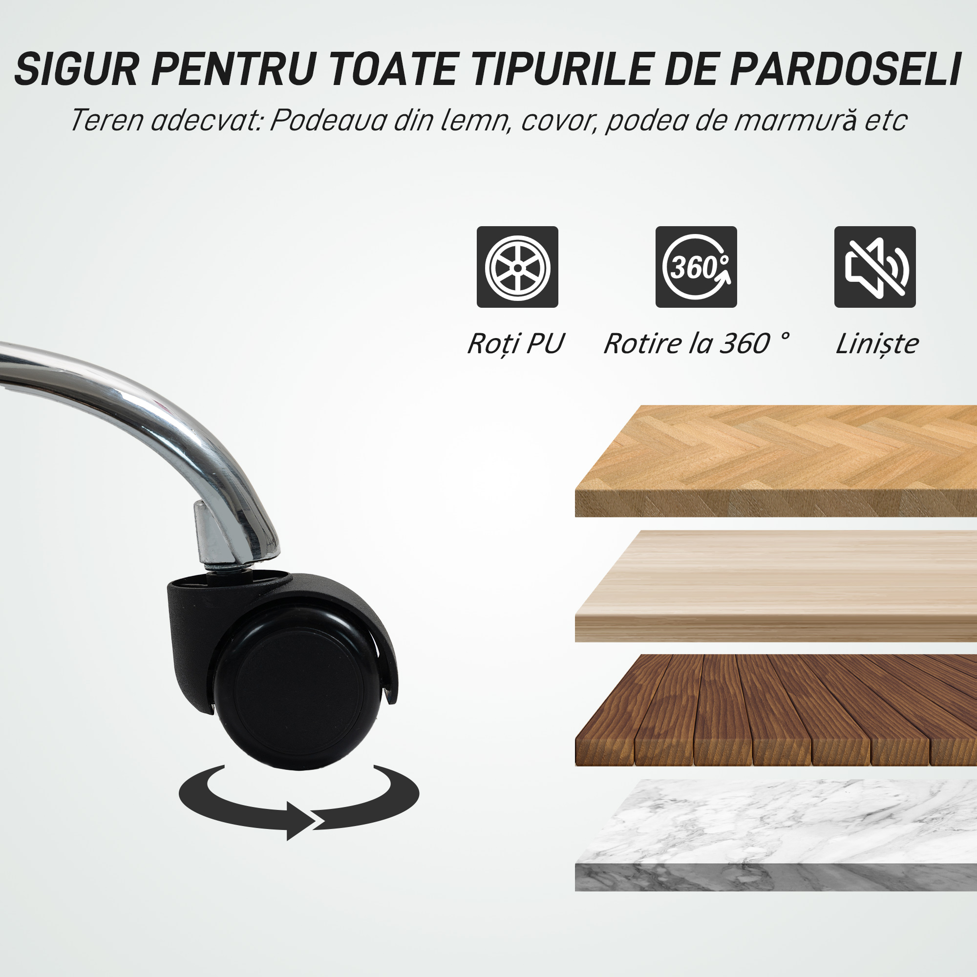  Scaun de Birou Reglabil pe inaltime cu Tapiterie cu Nasturi Alb [6]