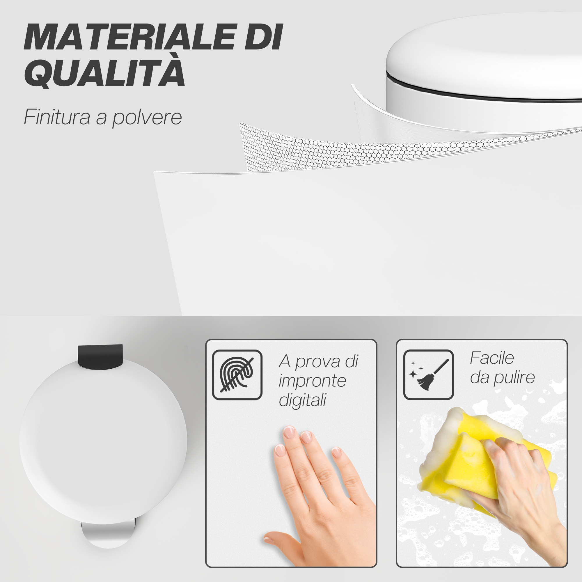  Cos de Gunoi cu Pedala 30L, cu Capac cu inchidere Lenta, din Metal si PP, 36x30x63.5 cm, Alb Crem [5]