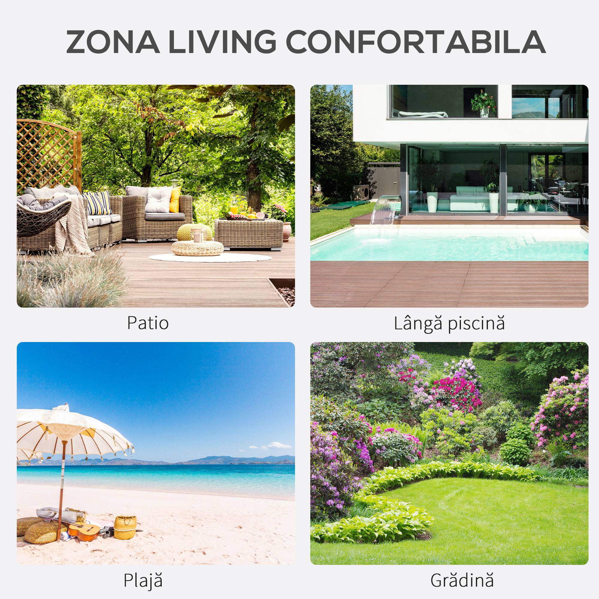  Set 2 sezlonguri de Gradina si Masuta cu Raft, Material Respirabil si Cadru Metalic, 59x169x66 cm, Negru [3]