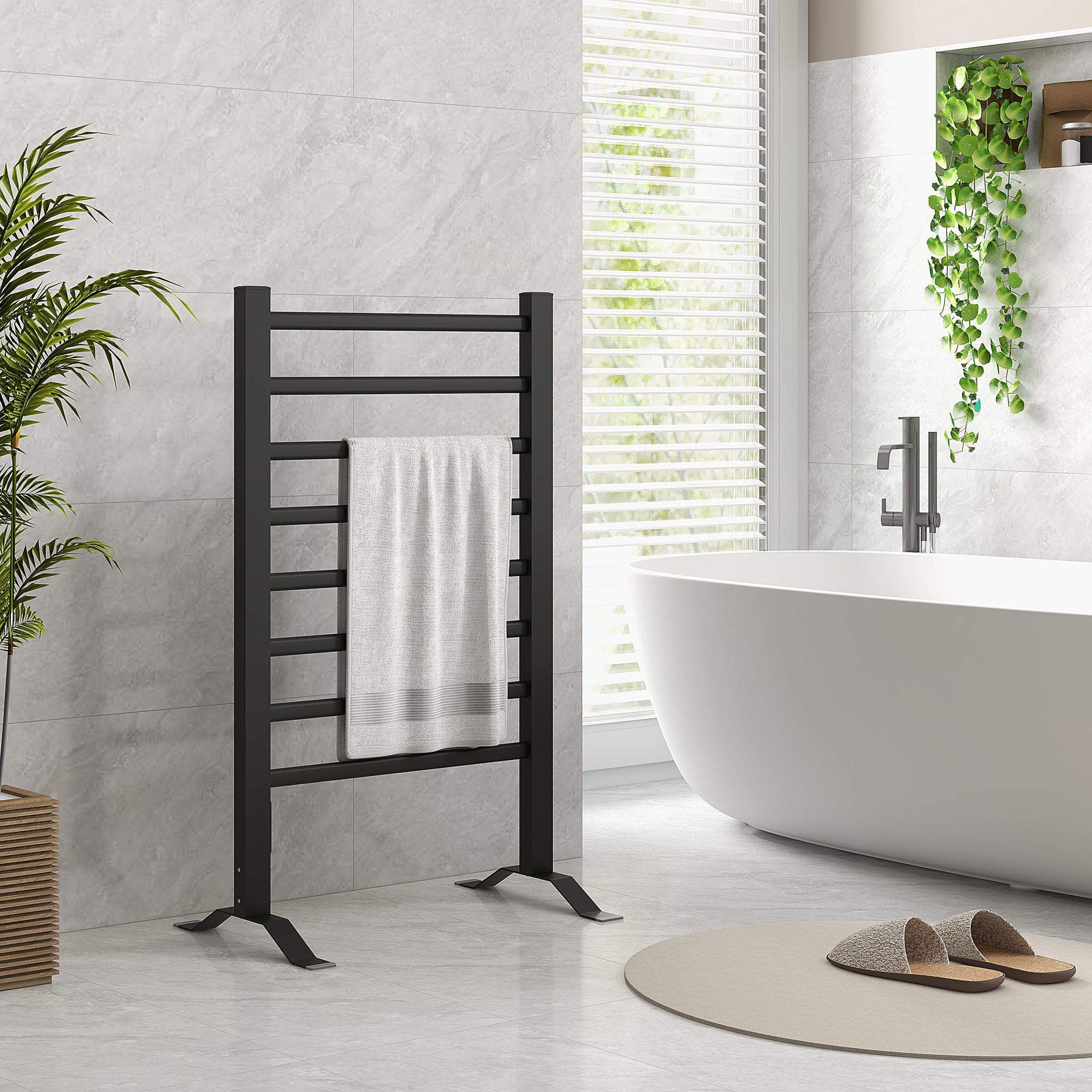  Uscator Electric de Prosoape, Cuier incalzit cu 8 Bare si Temporizator de 2 sau 4 Ore, 53x35x90 cm, Negru [1]