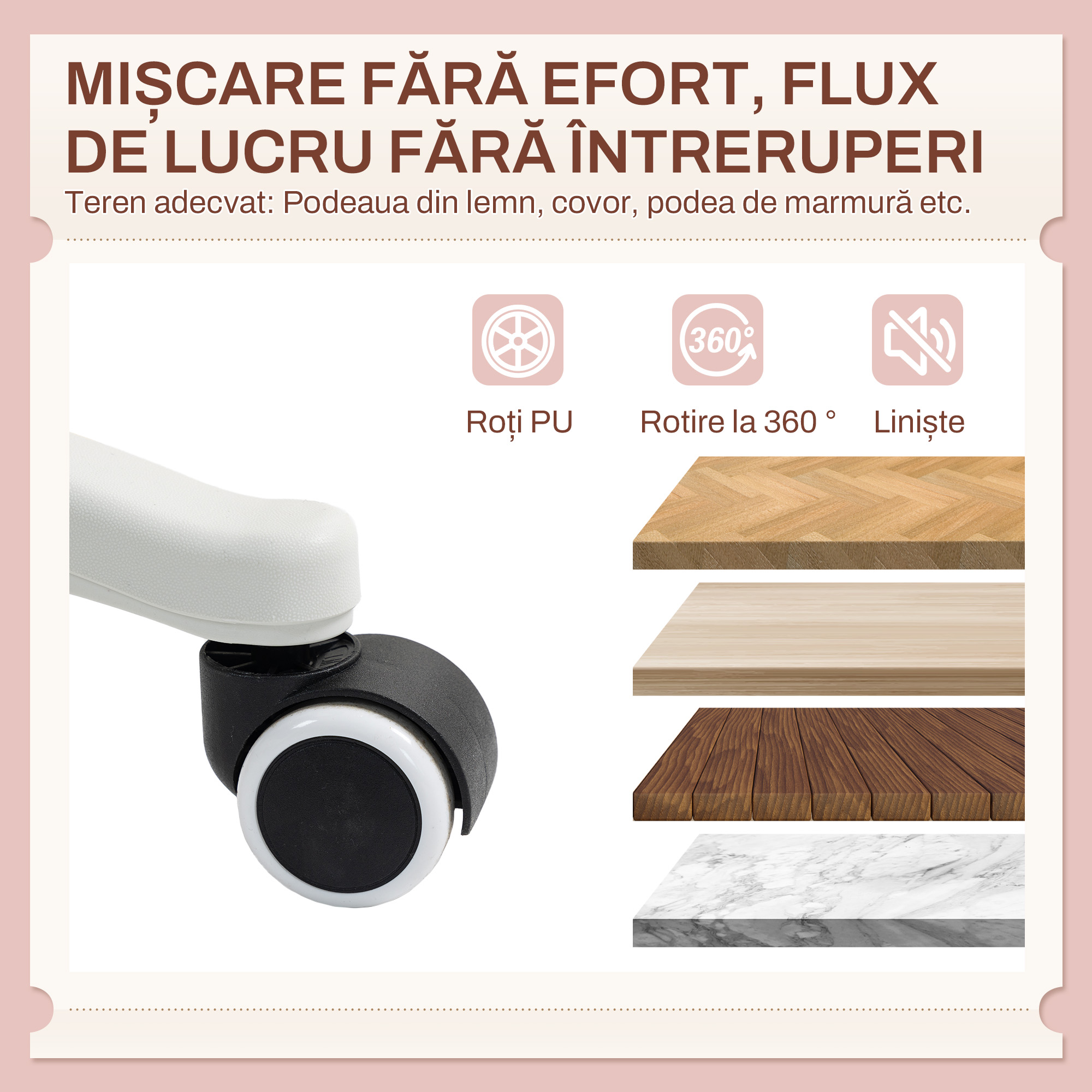  Scaun de Birou cu Urechi de Iepure, inaltime Reglabila si Acoperit cu Plus Teddy Roz, 53x53x70-84 cm [4]