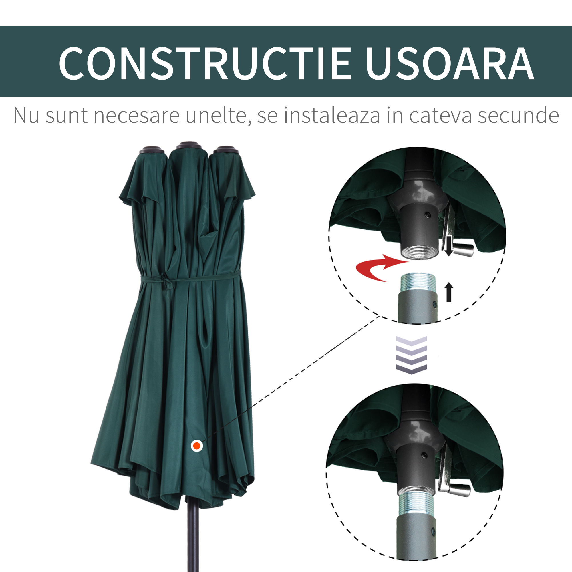  Umbrela Terasa Dubla 460×270×240 cm Verde [5]